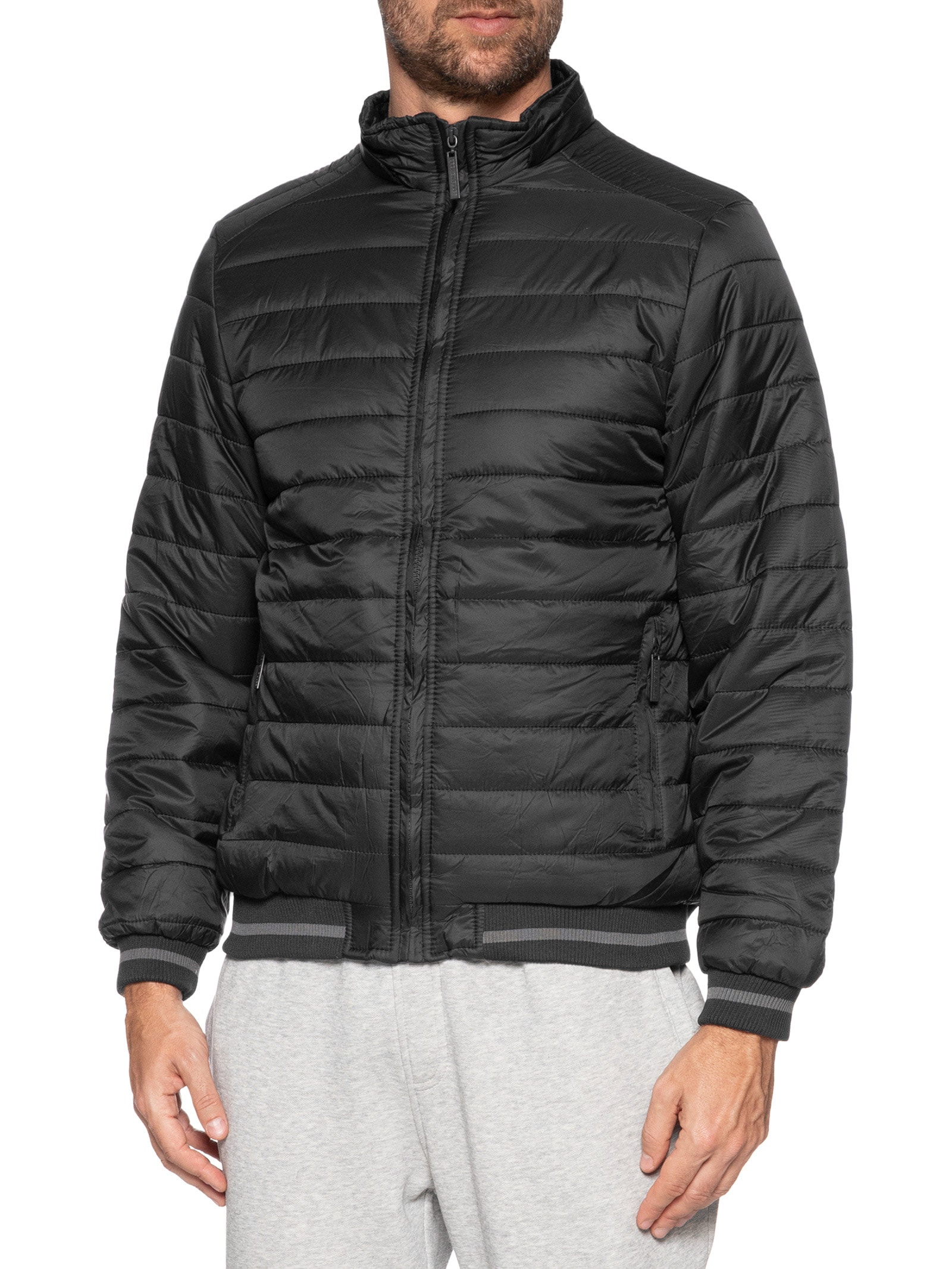 Jaqueta Masculina Puffer Com Capuz Removível Preto '2 Essential