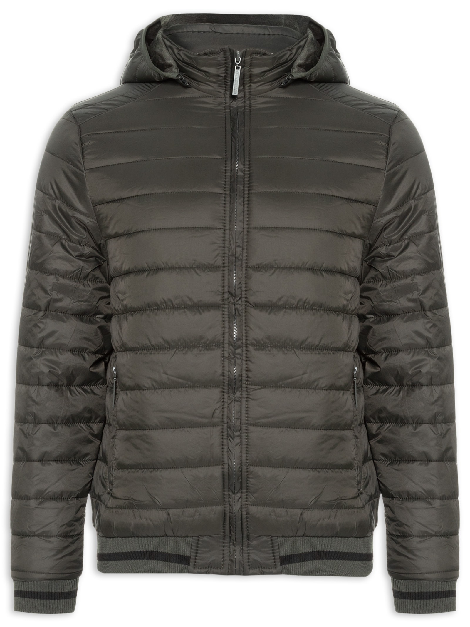 Jaqueta Masculina Puffer Com Capuz Removível Verde '2 Essential