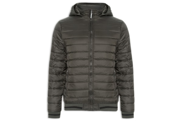 Jaqueta Masculina Puffer Com Capuz Removível - Verde