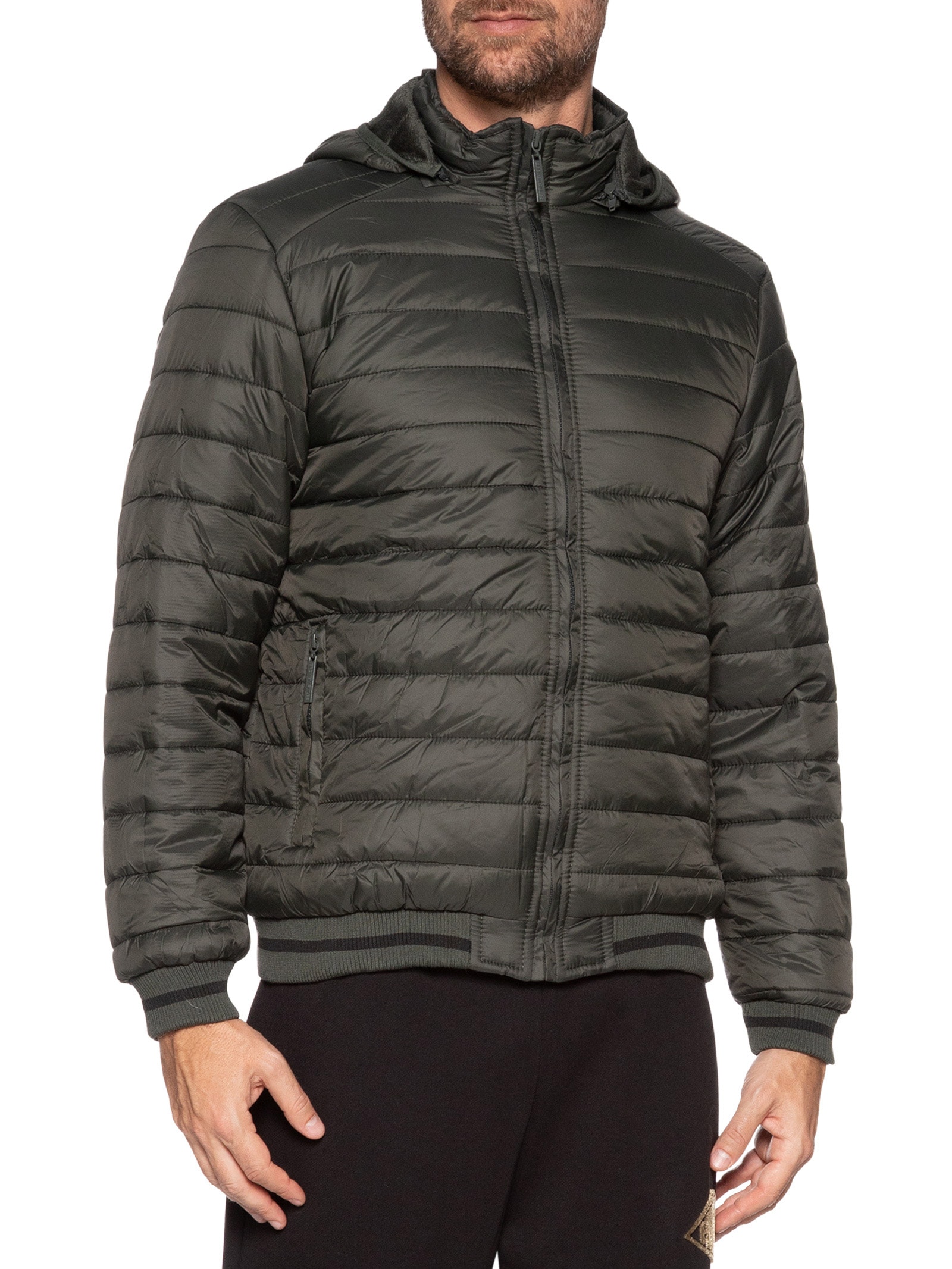 Jaqueta Masculina Puffer Com Capuz Removível Verde '2 Essential