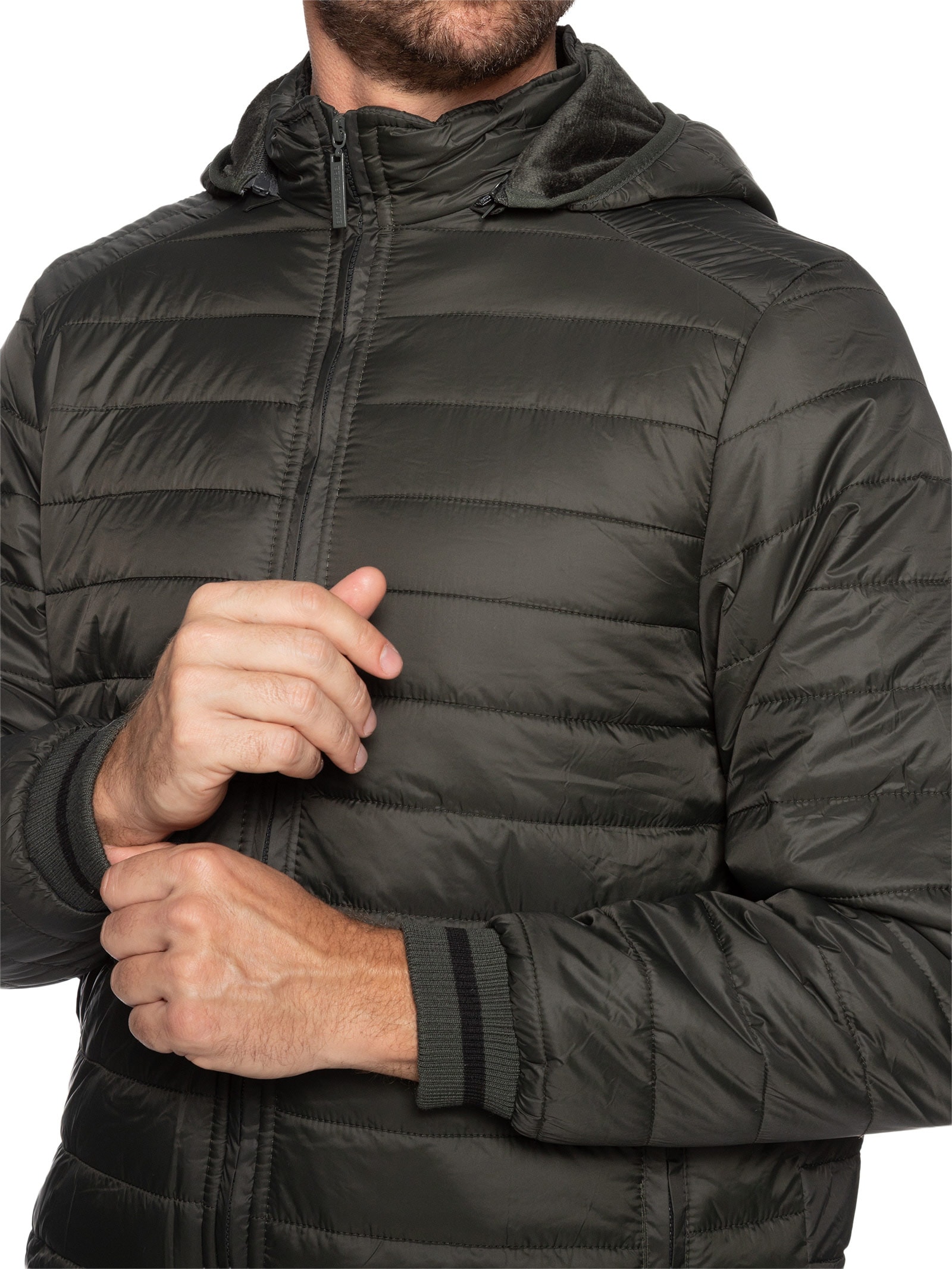 Jaqueta Masculina Puffer Com Capuz Removível Verde '2 Essential