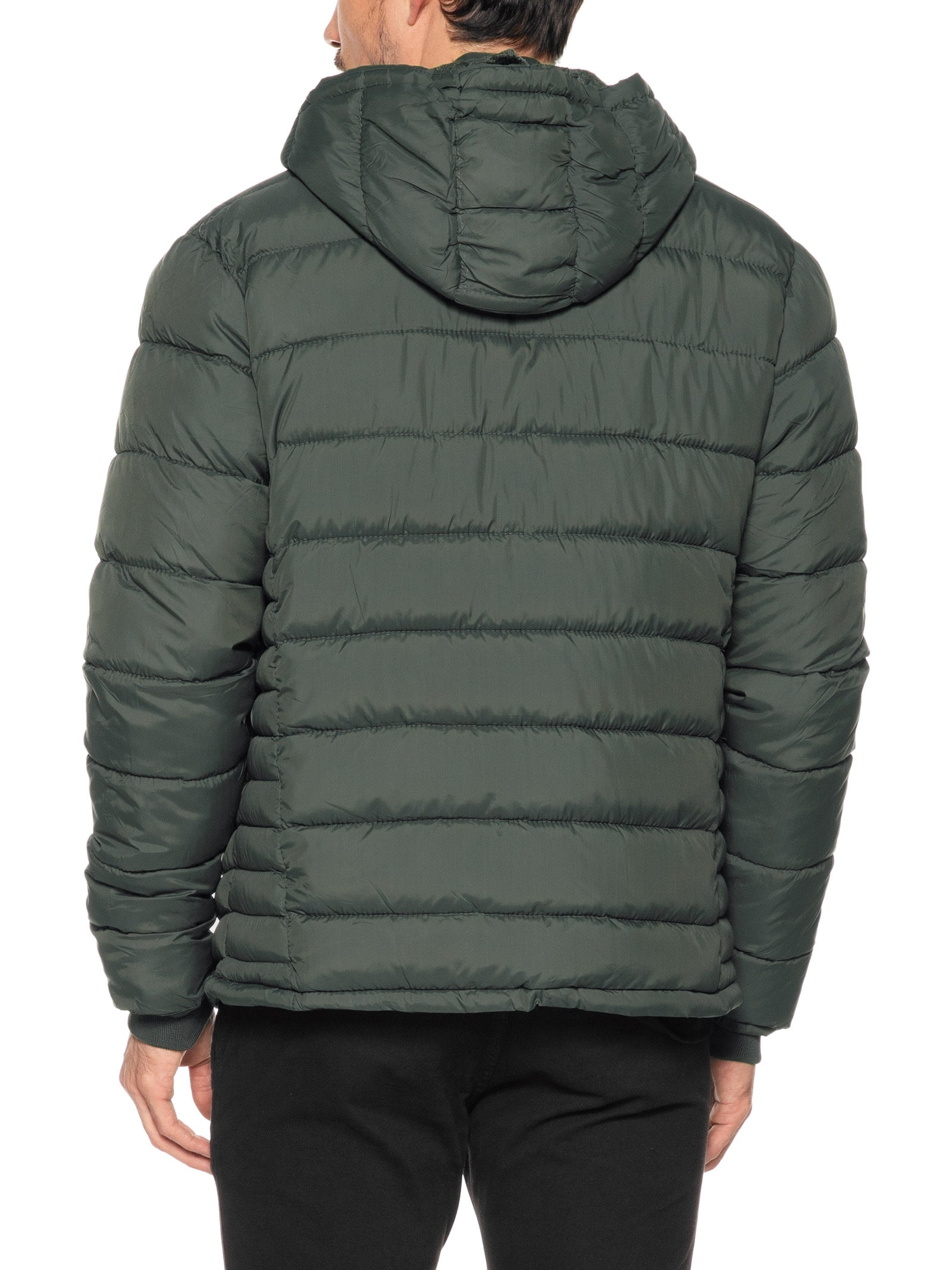 Jaqueta Masculina Puffer Com Capuz Verde Basiq Men