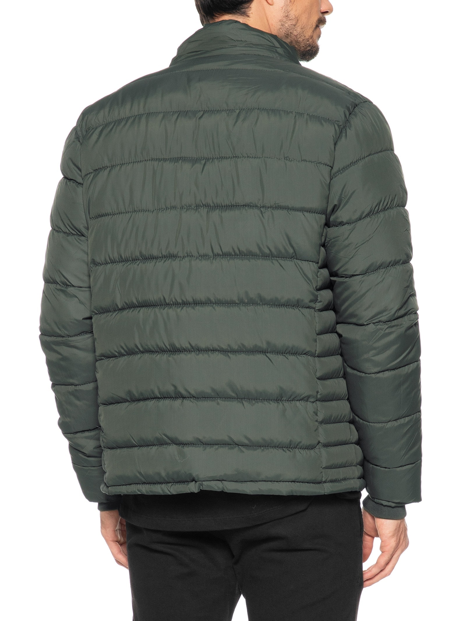 Jaqueta Masculina Puffer Com Capuz Verde Basiq Men
