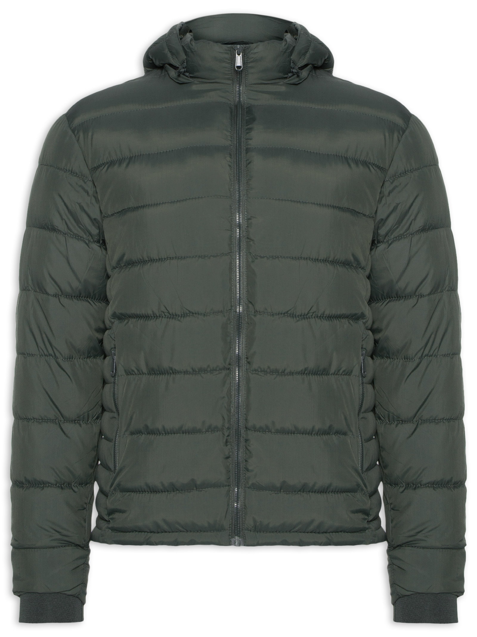 Jaqueta Masculina Puffer Com Capuz Verde Basiq Men