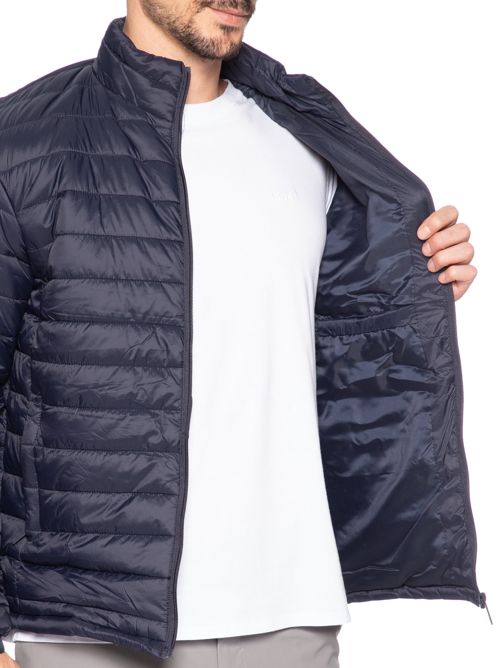 Jaqueta Masculina Puffer Com Saquinho Azul '2 Essential