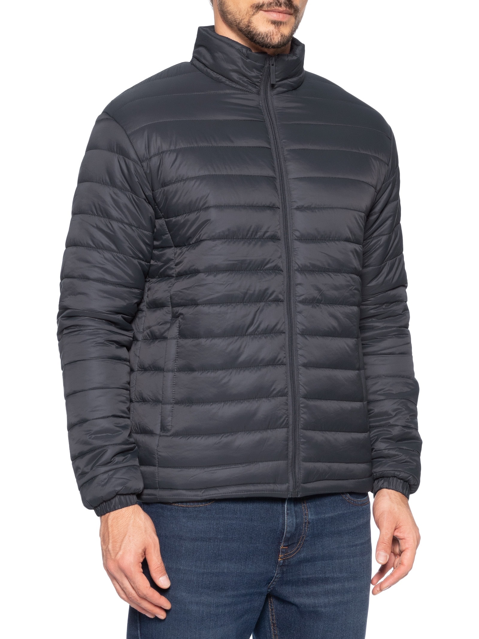 Jaqueta Masculina Puffer Com Saquinho Cinza '2 Essential