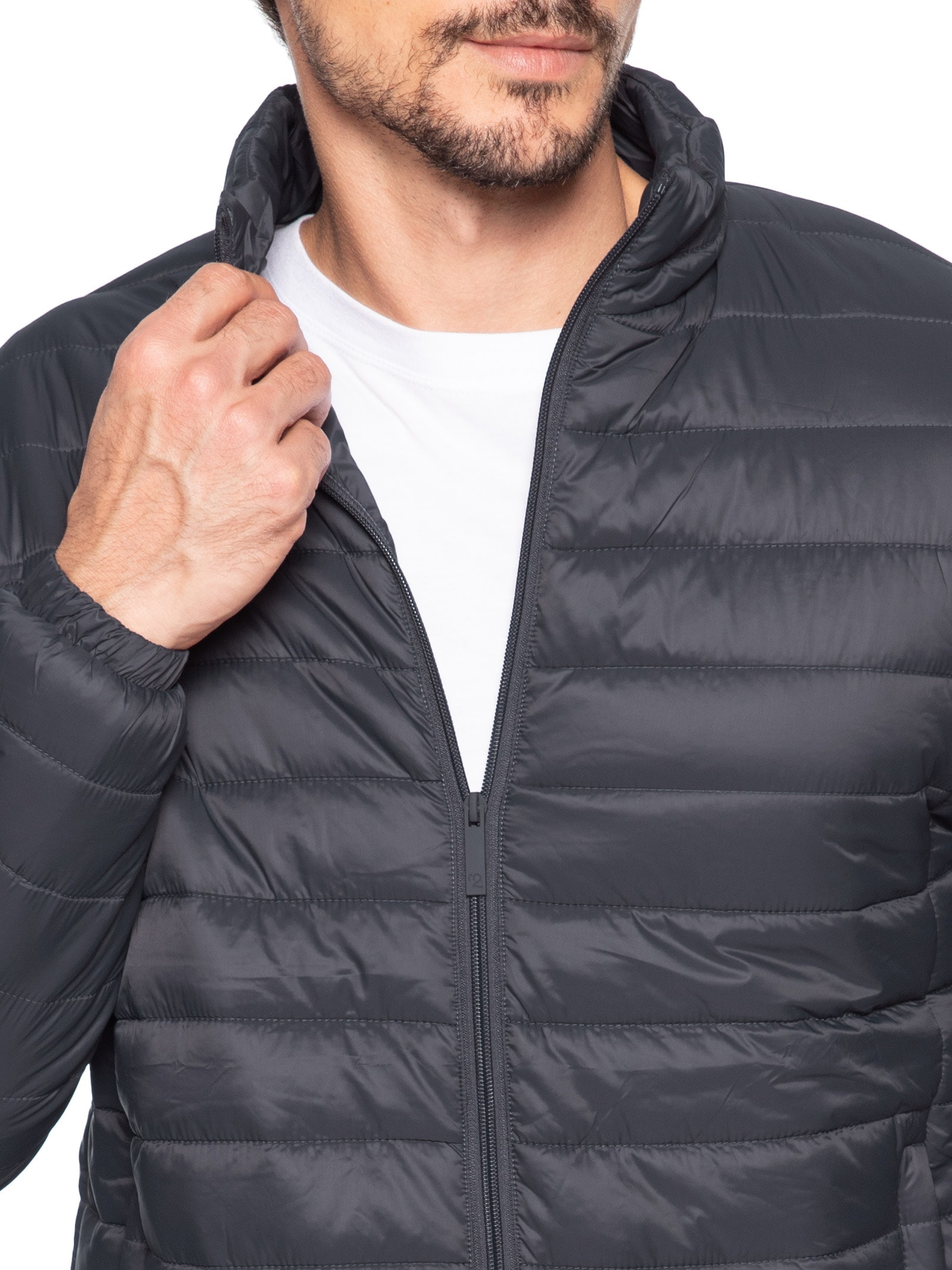 Jaqueta Masculina Puffer Com Saquinho Cinza '2 Essential