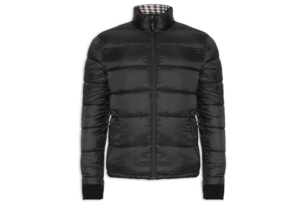 Jaqueta Masculina Puffer Double Face Interno Xadrez - Preto