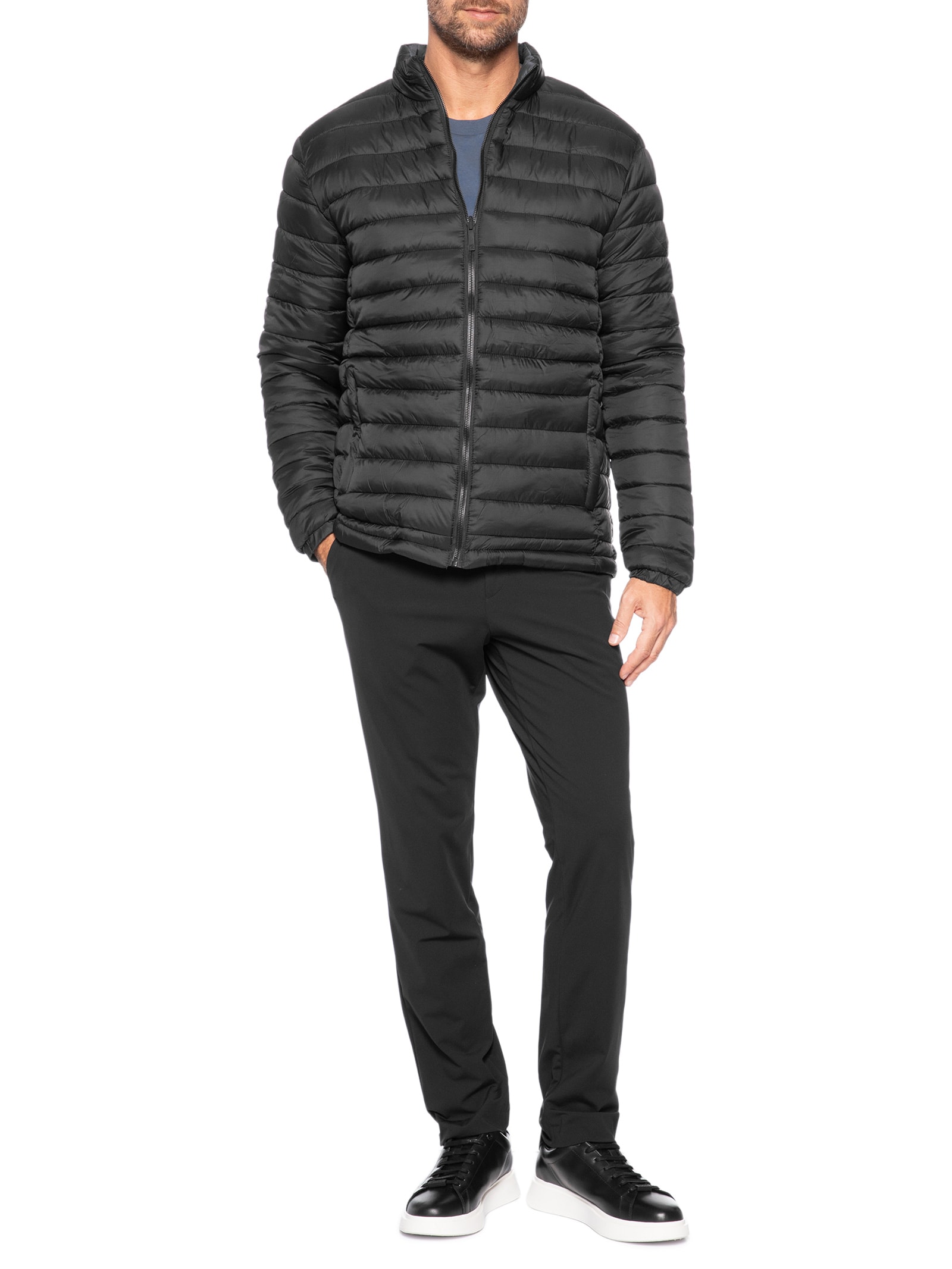 Jaqueta Masculina Puffer Dupla Face Cinza '2 Essential