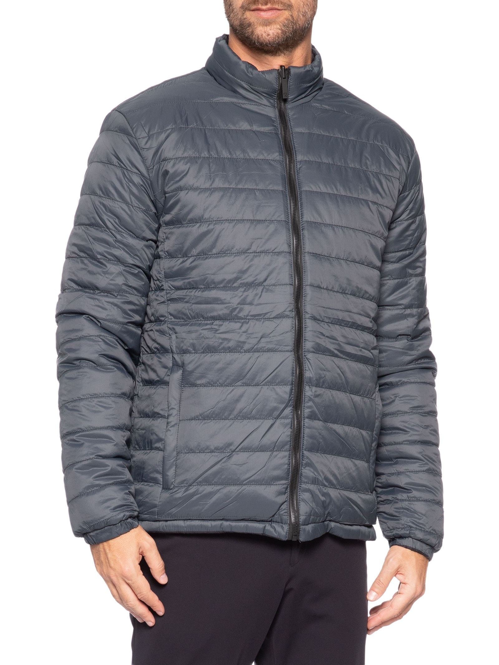 Jaqueta Masculina Puffer Dupla Face Cinza '2 Essential