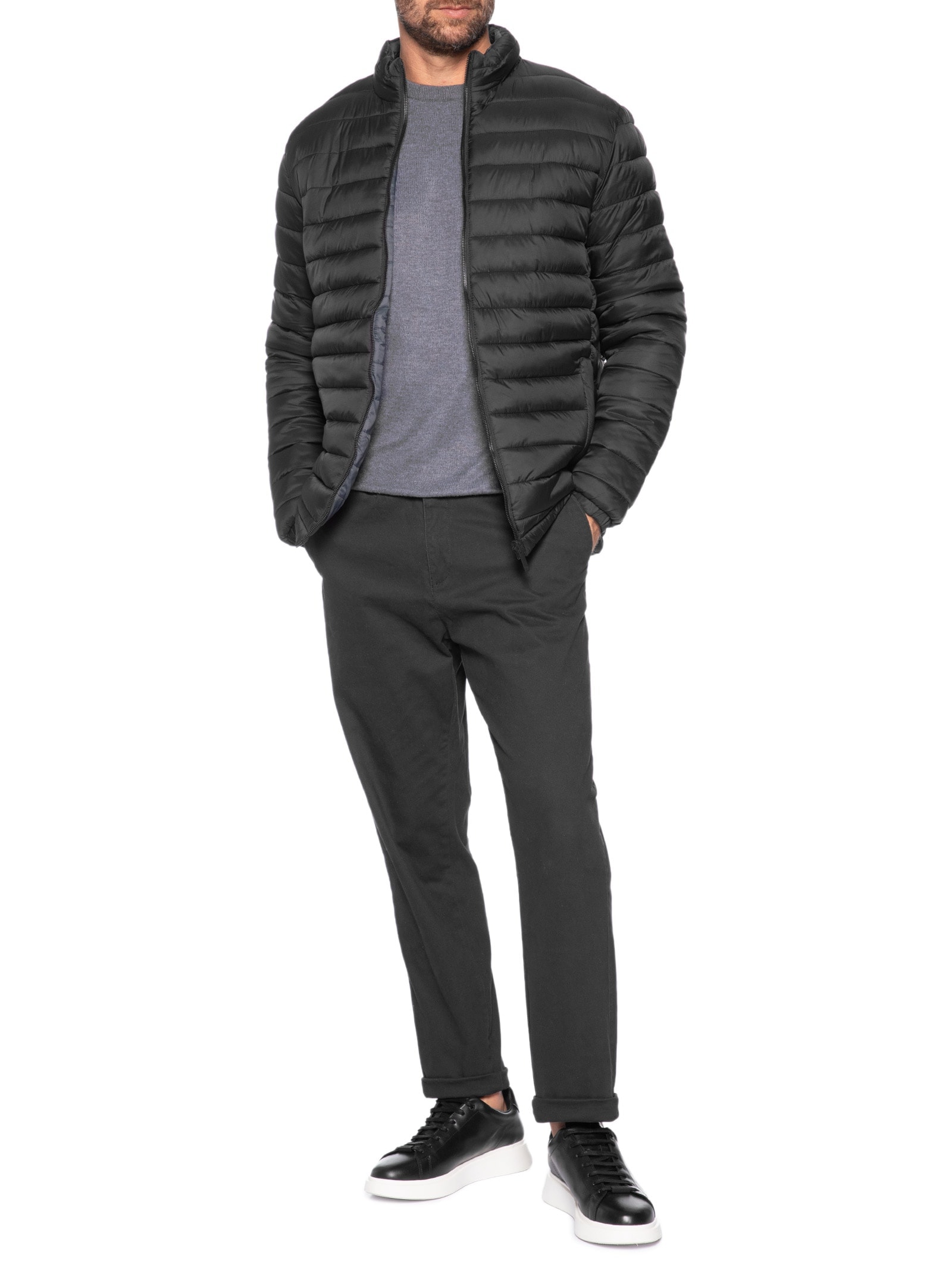 Jaqueta Masculina Puffer Dupla Face Cinza '2 Essential