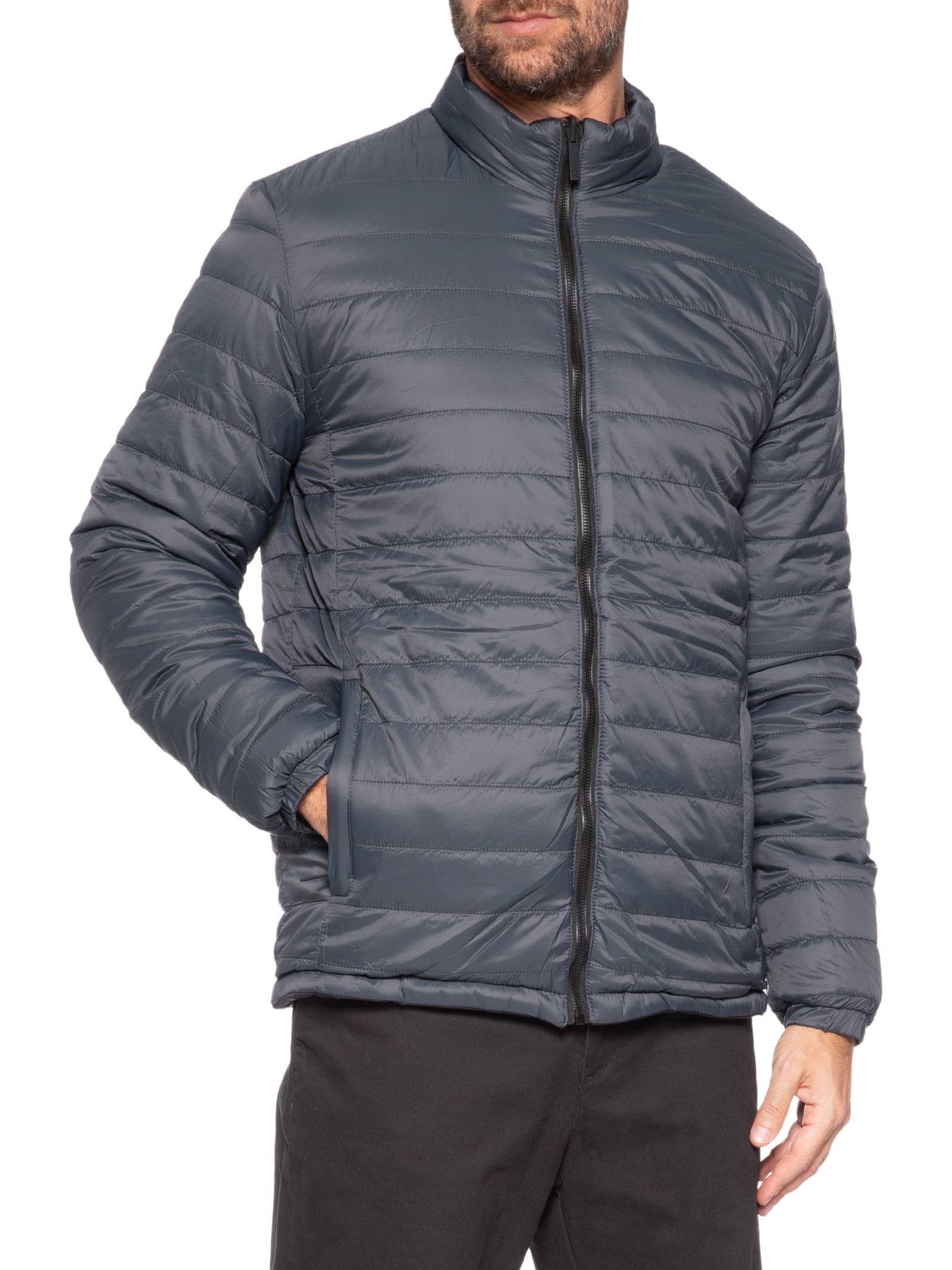 Jaqueta Masculina Puffer Dupla Face Cinza '2 Essential
