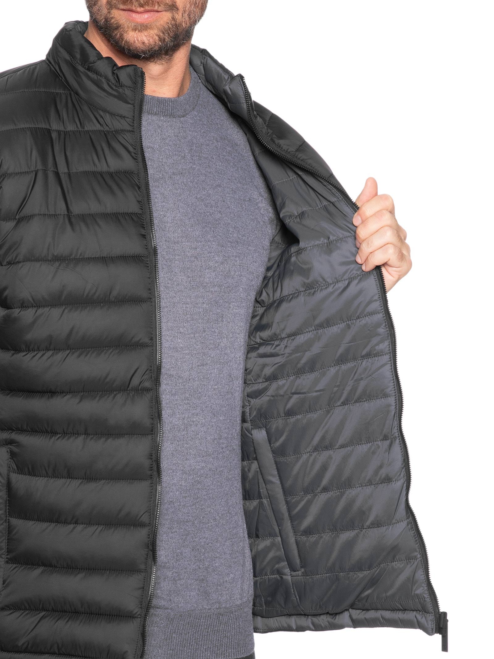 Jaqueta Masculina Puffer Dupla Face Cinza '2 Essential