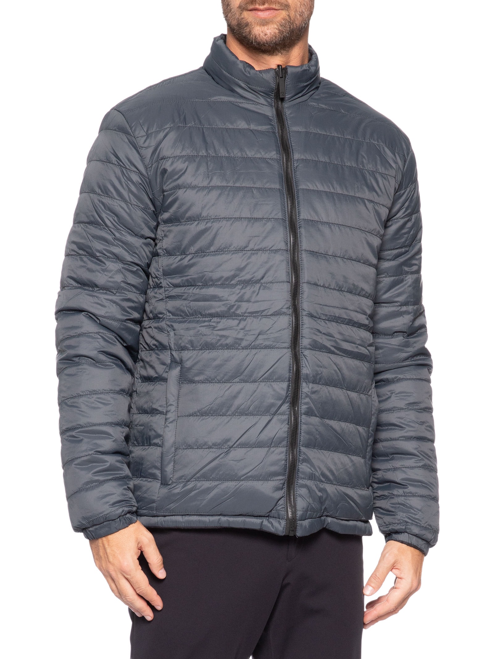 Jaqueta Masculina Puffer Dupla Face Cinza '2 Essential