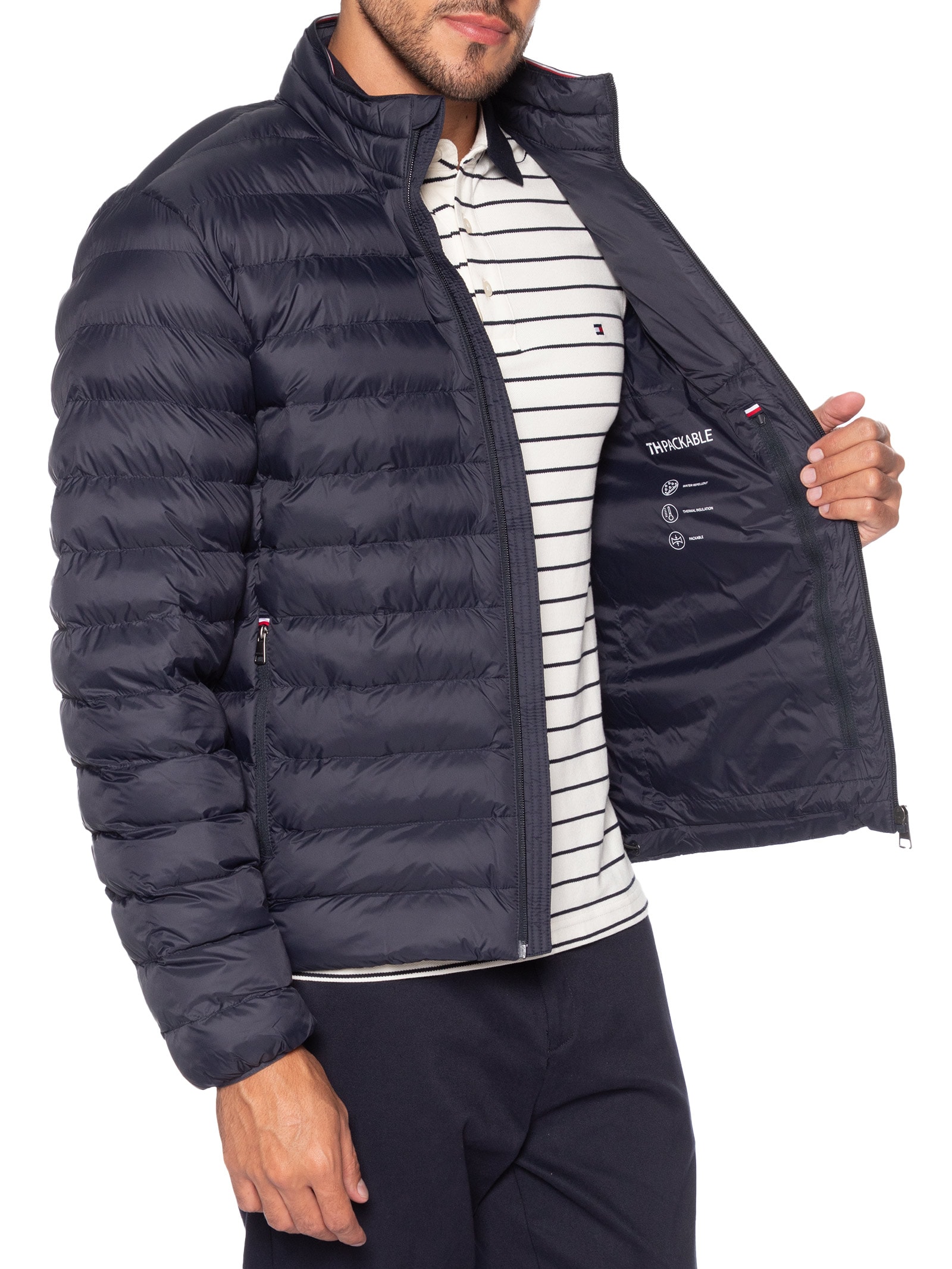 Jaqueta Masculina Puffer Essential Logo No Peito Azul Tommy Hilfiger