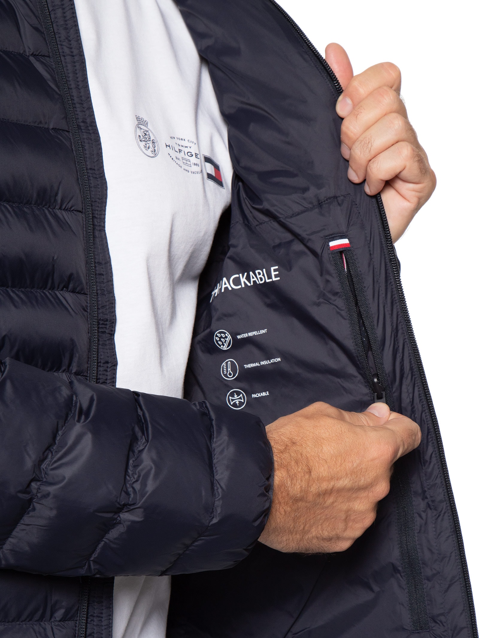 Jaqueta Masculina Puffer Essential Logo No Peito Azul Tommy Hilfiger