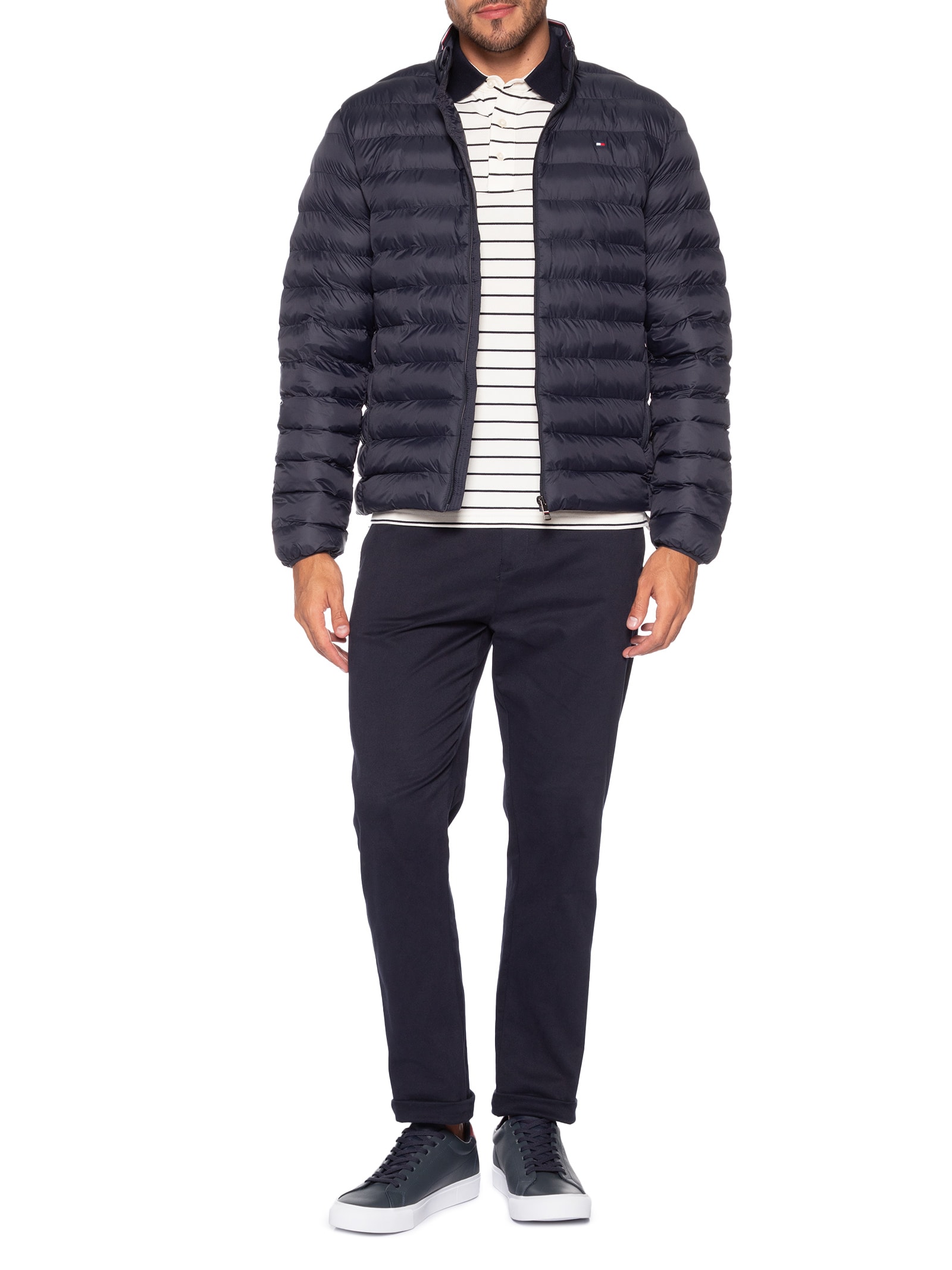 Jaqueta Masculina Puffer Essential Logo No Peito Azul Tommy Hilfiger