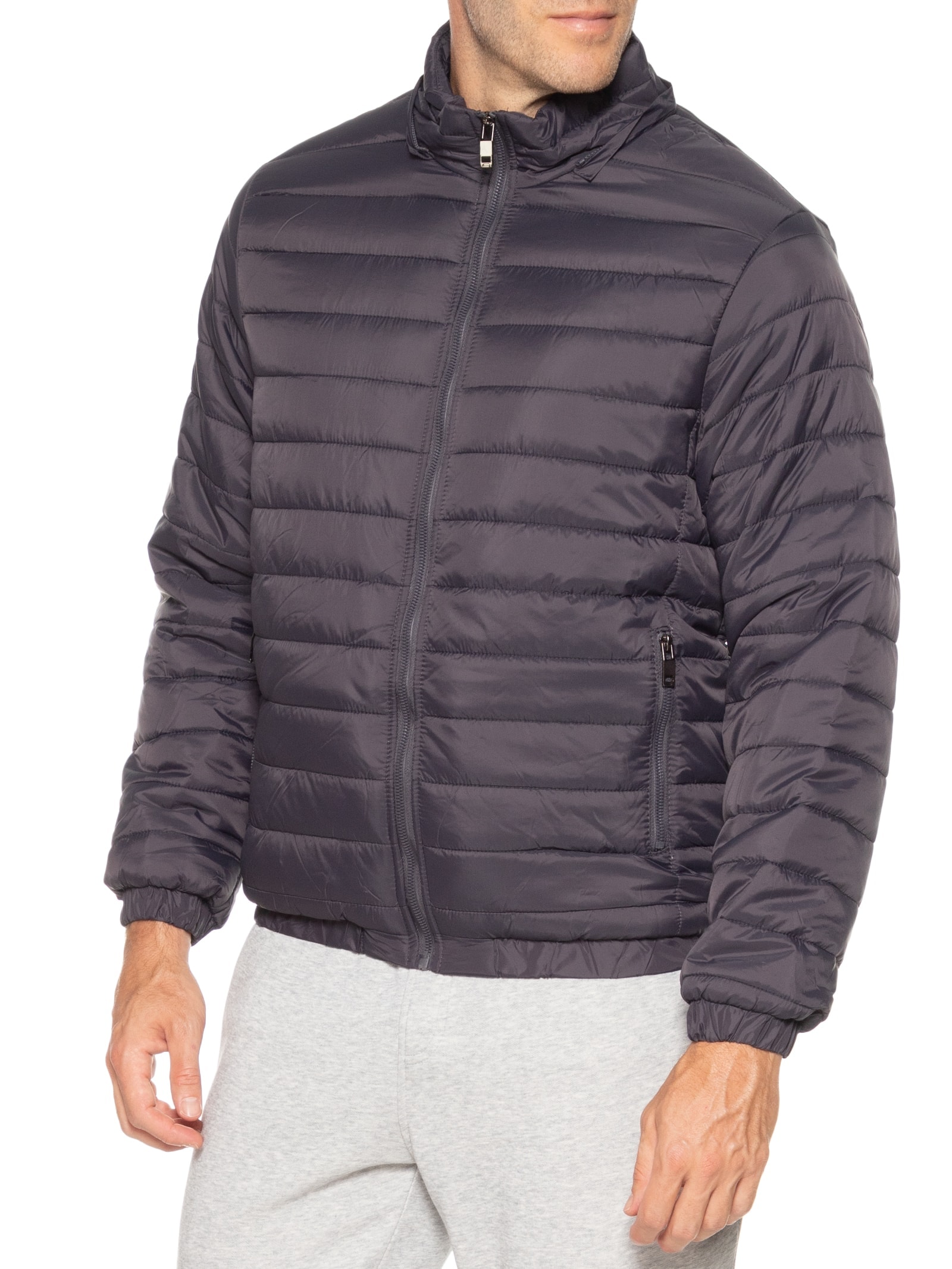 Jaqueta Masculina Puffer Forro Pelúciado Cinza Basiq Men