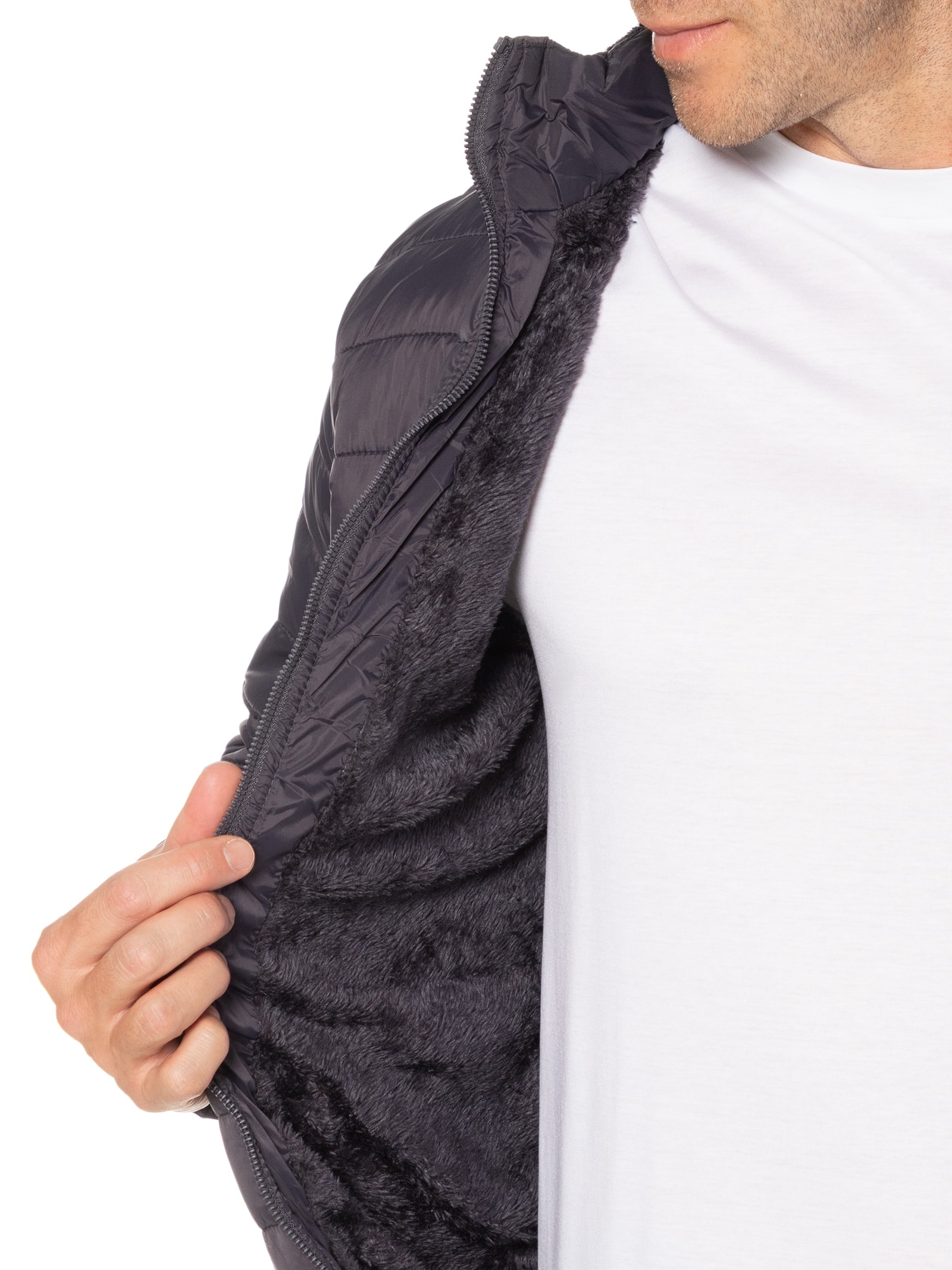 Jaqueta Masculina Puffer Forro Pelúciado Cinza Basiq Men