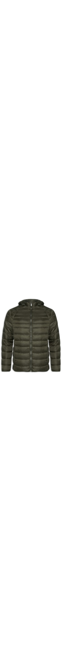Jaqueta Masculina Puffer Forro Pelúciado Com Capuz - Verde