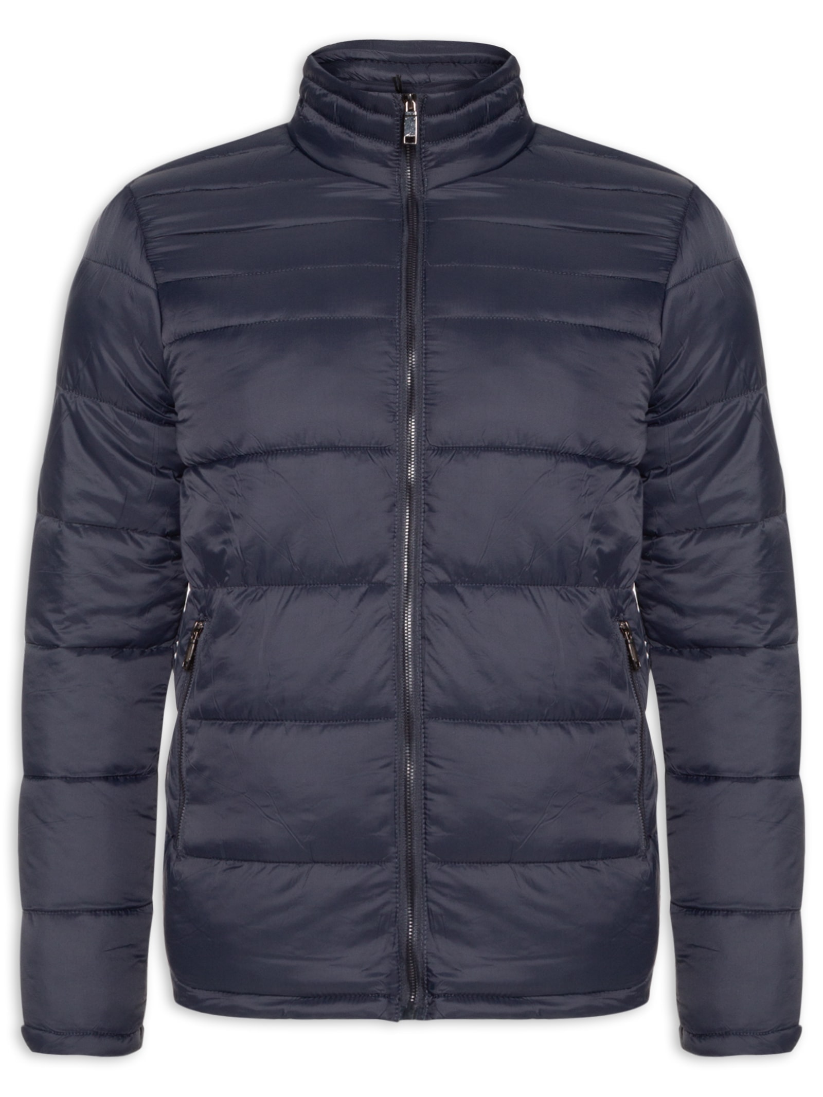 Jaqueta Masculina Puffer Forro Pelúciado Sem Capuz Azul Basiq Men