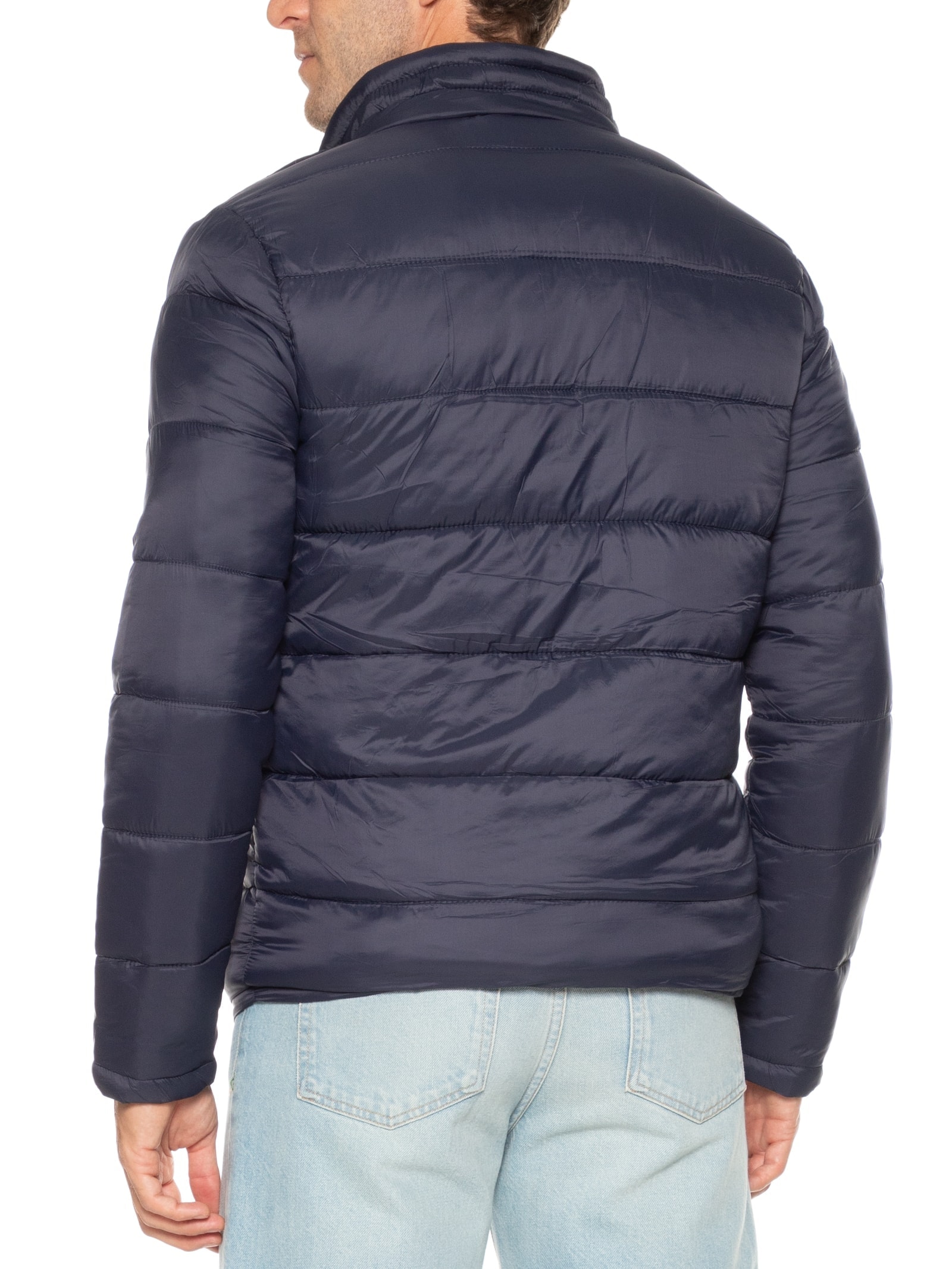 Jaqueta Masculina Puffer Forro Pelúciado Sem Capuz Azul Basiq Men