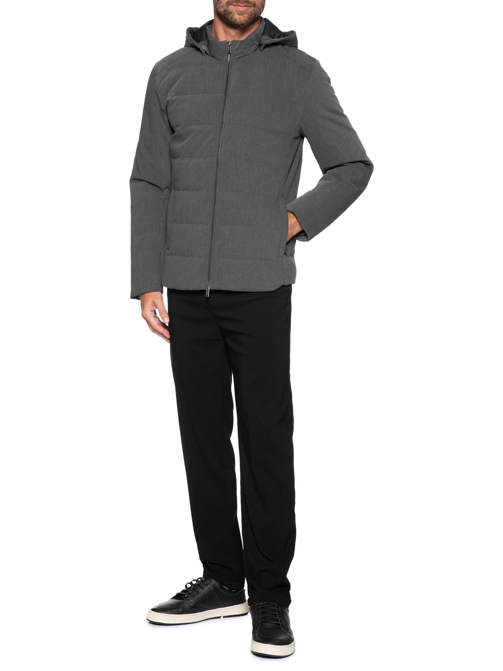 Jaqueta Masculina Puffer Mescla Grafite Cinza Oficina Reserva