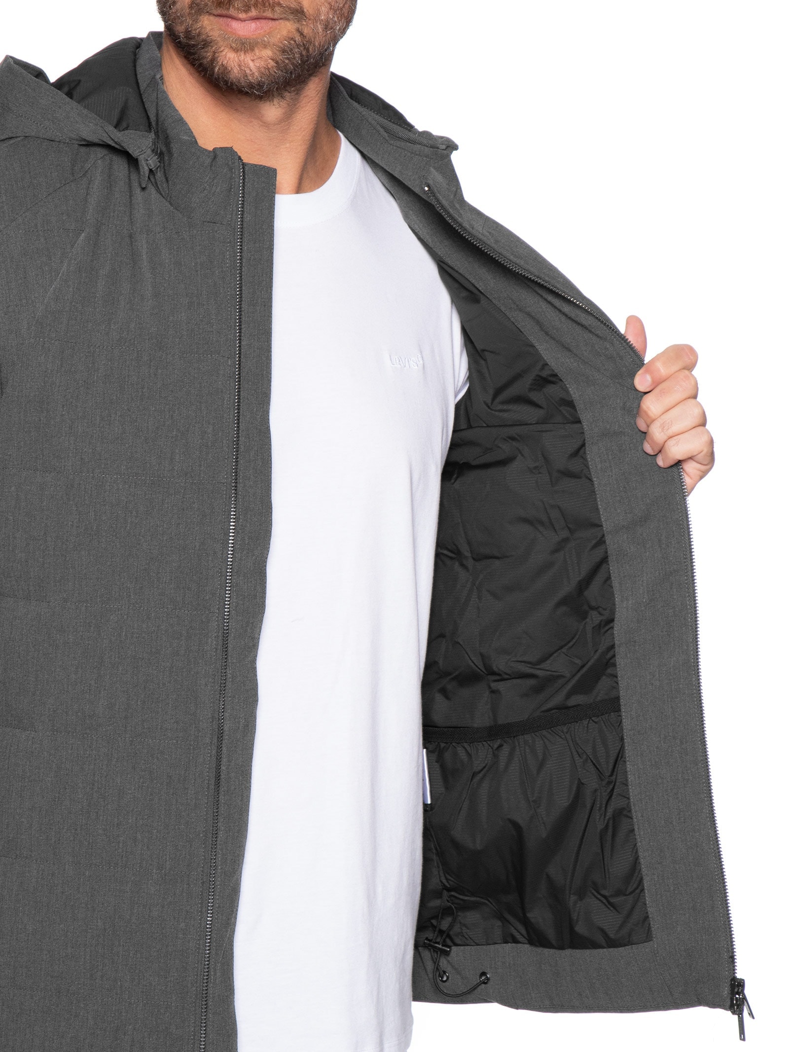 Jaqueta Masculina Puffer Mescla Grafite Cinza Oficina Reserva