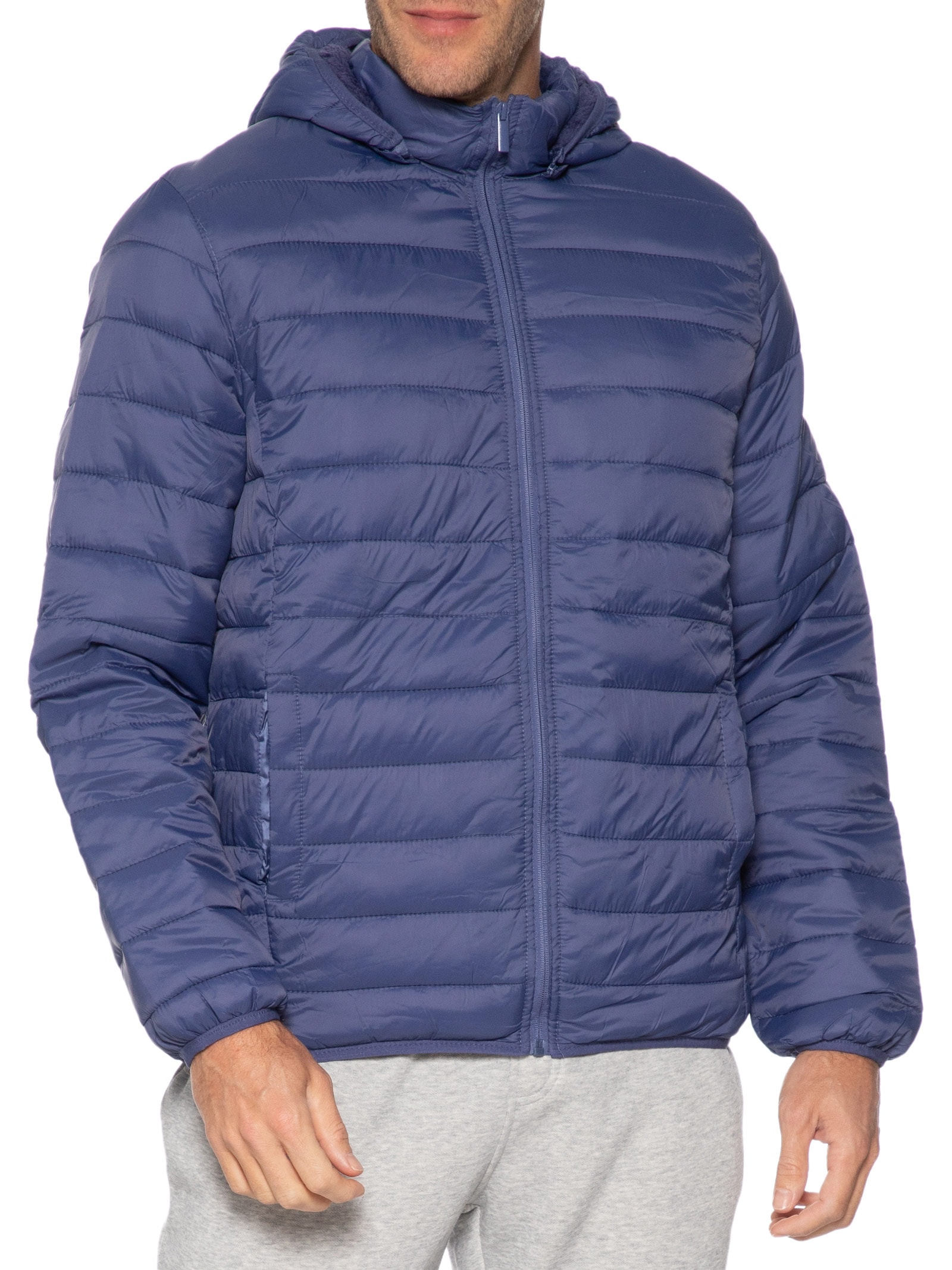 Jaqueta Masculina Puffer Nylon Azul Basiq Men