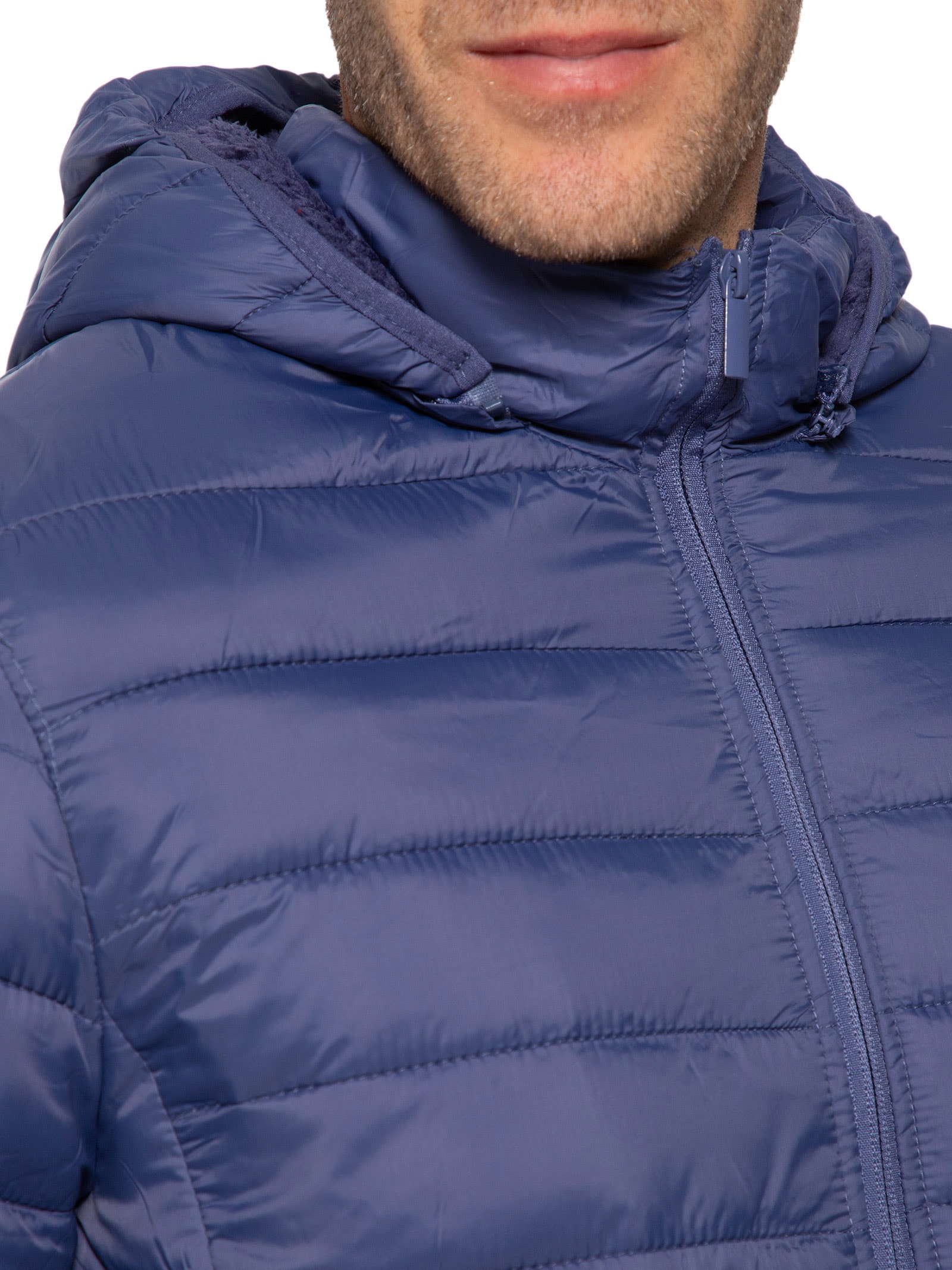 Jaqueta Masculina Puffer Nylon Azul Basiq Men