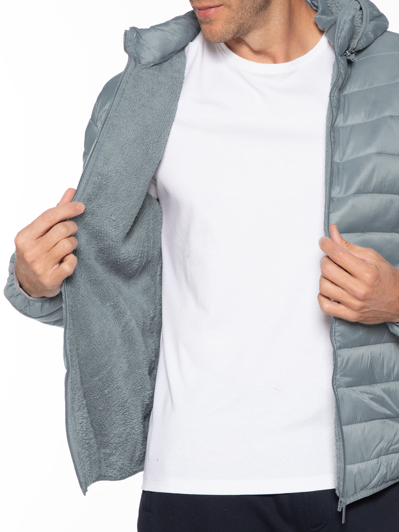 Jaqueta Masculina Puffer Nylon Cinza Basiq Men