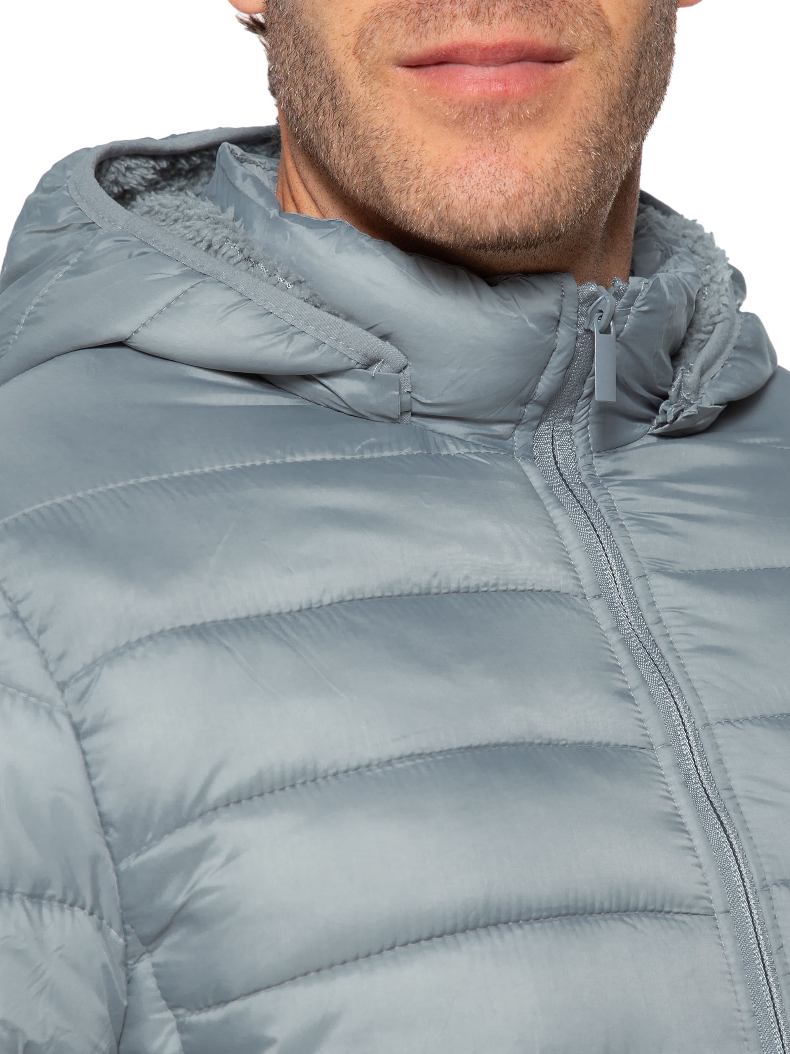 Jaqueta Masculina Puffer Nylon Cinza Basiq Men
