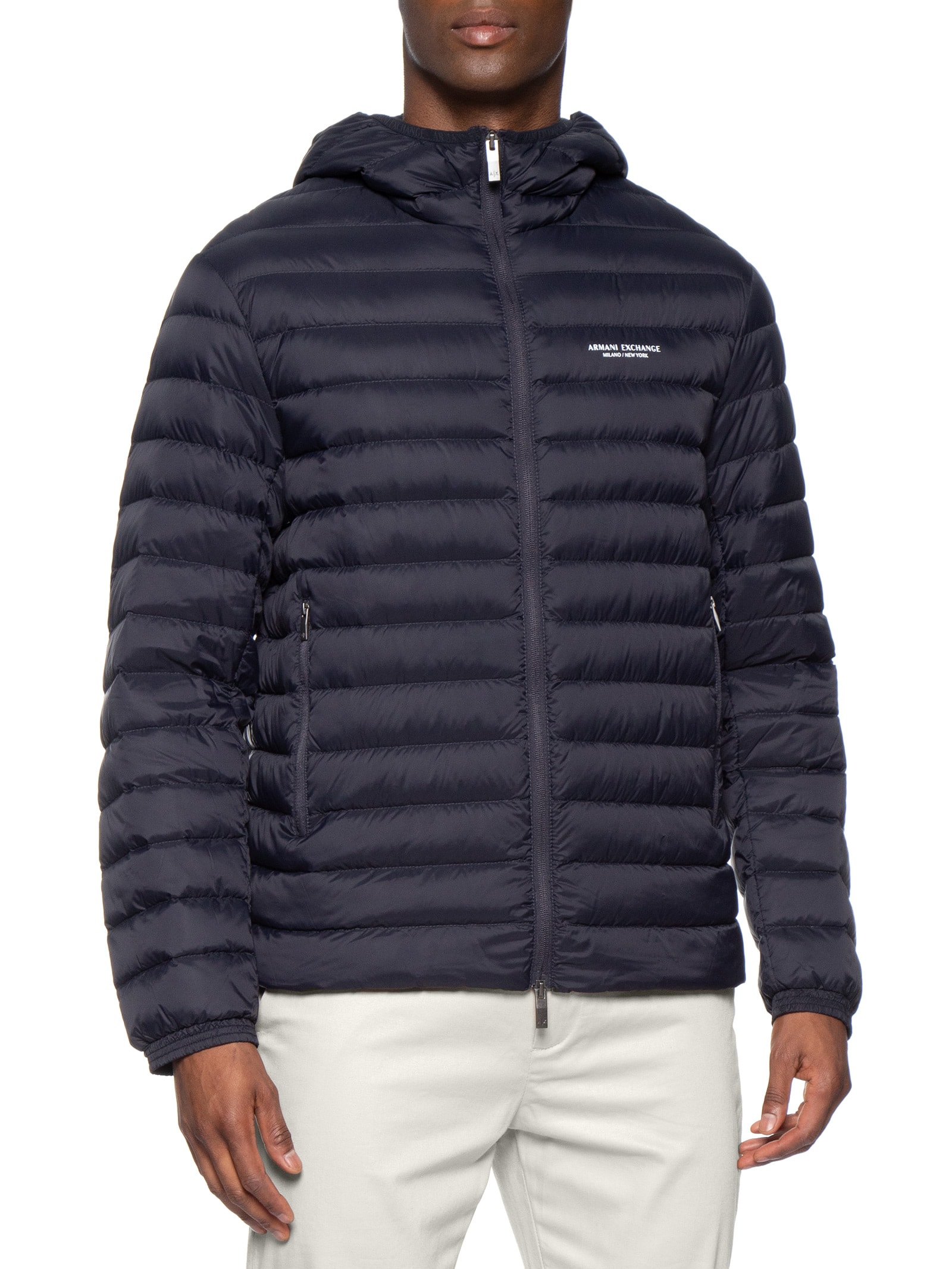 Jaqueta Masculina Puffer Piumino Com Capuz Azul Armani Exchange