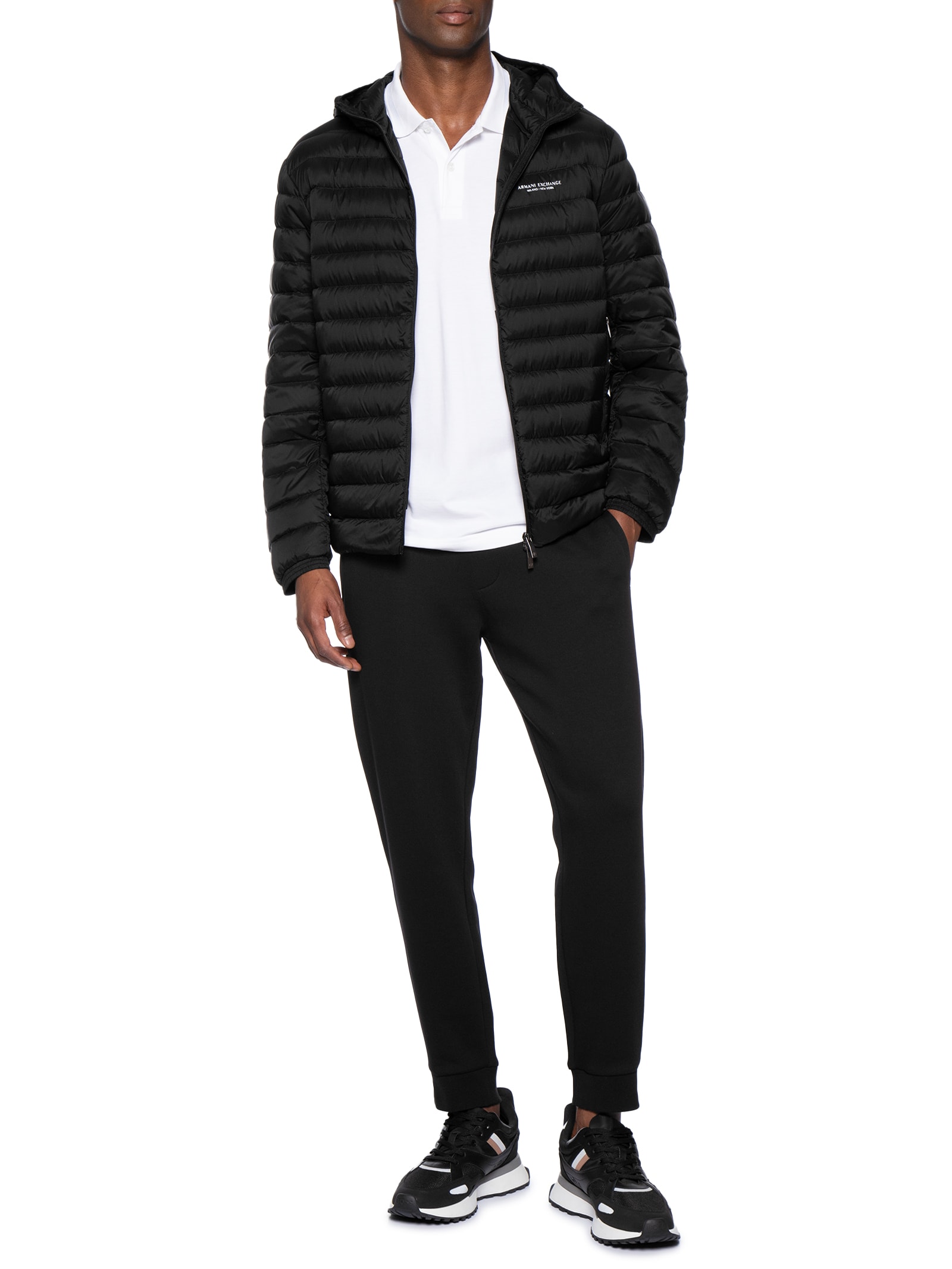 Jaqueta Masculina Puffer Piumino Com Capuz Preto Armani Exchange