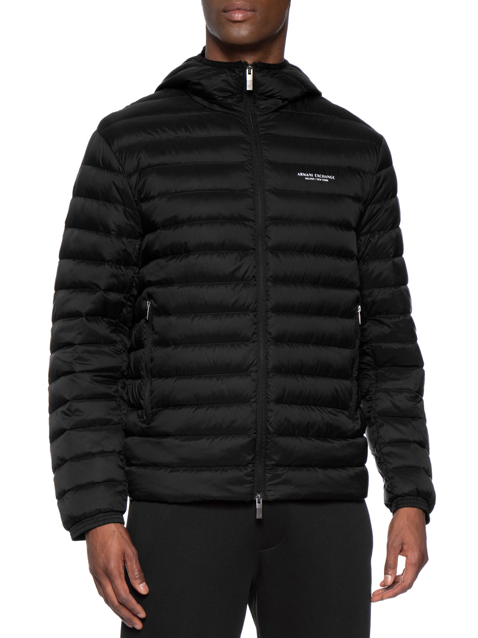Jaqueta Masculina Puffer Piumino Com Capuz Preto Armani Exchange