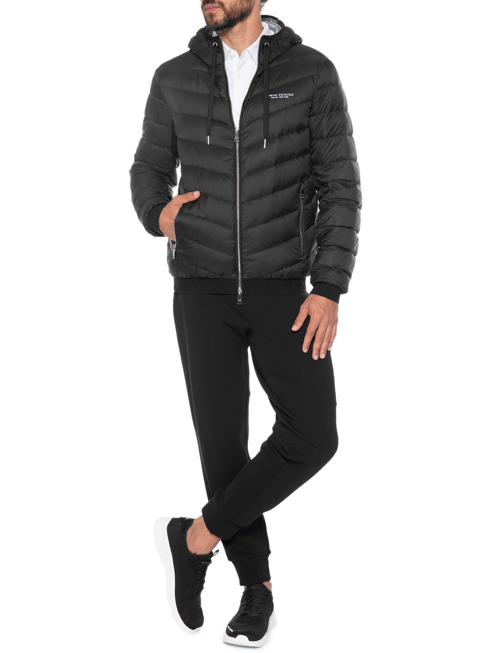 Armani Exchange - Jaqueta Masculina Puffer - Preta