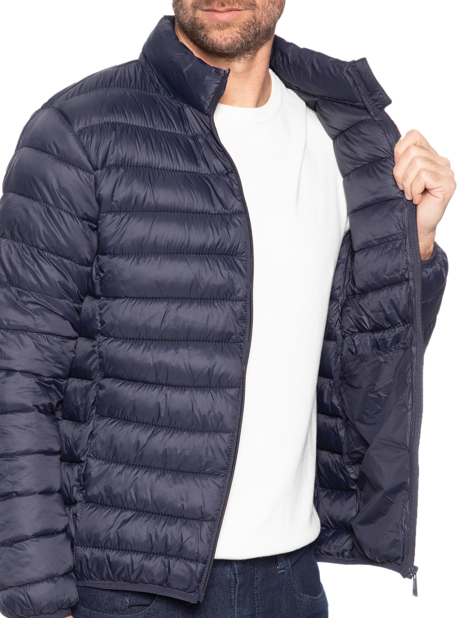 Jaqueta Masculina Puffer Sem Gorro Azul Basiq Men