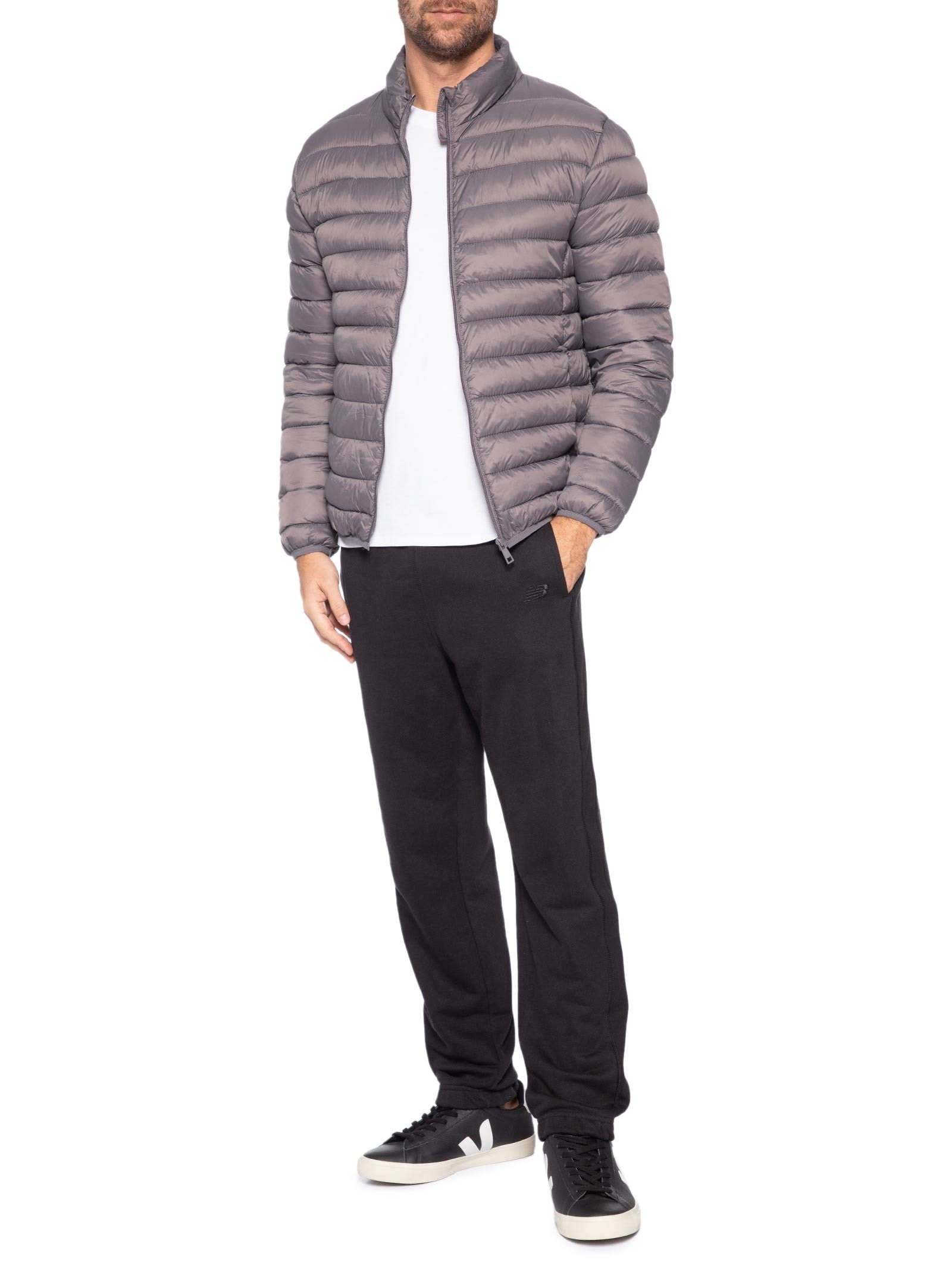 Jaqueta Masculina Puffer Sem Gorro Cinza Basiq Men