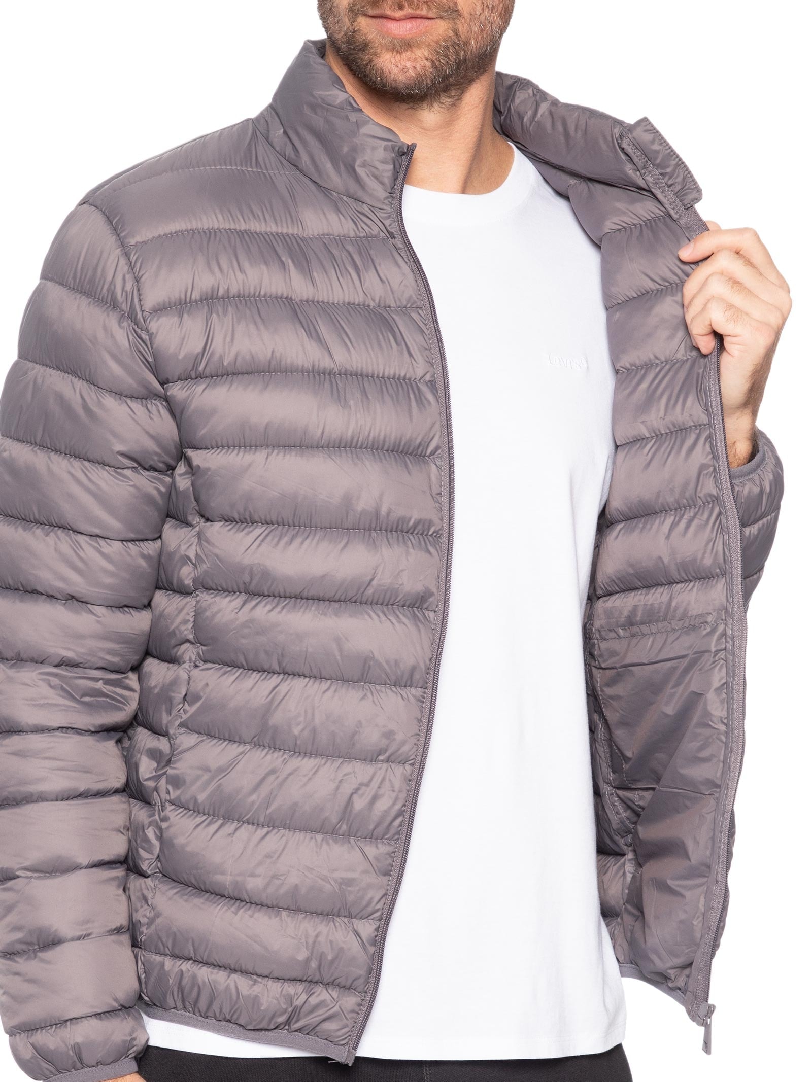 Jaqueta Masculina Puffer Sem Gorro Cinza Basiq Men