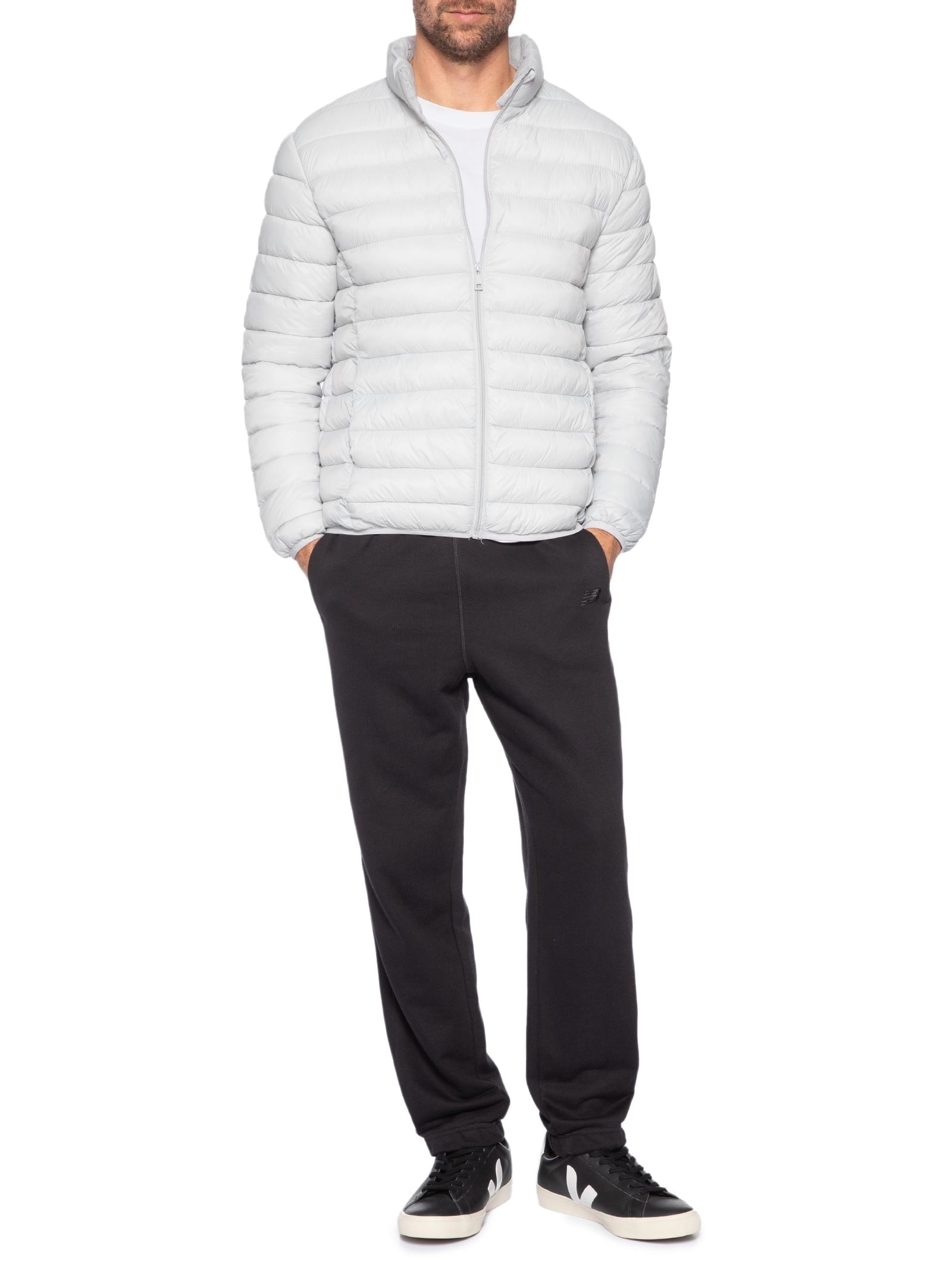 Jaqueta Masculina Puffer Sem Gorro Cinza Basiq Men
