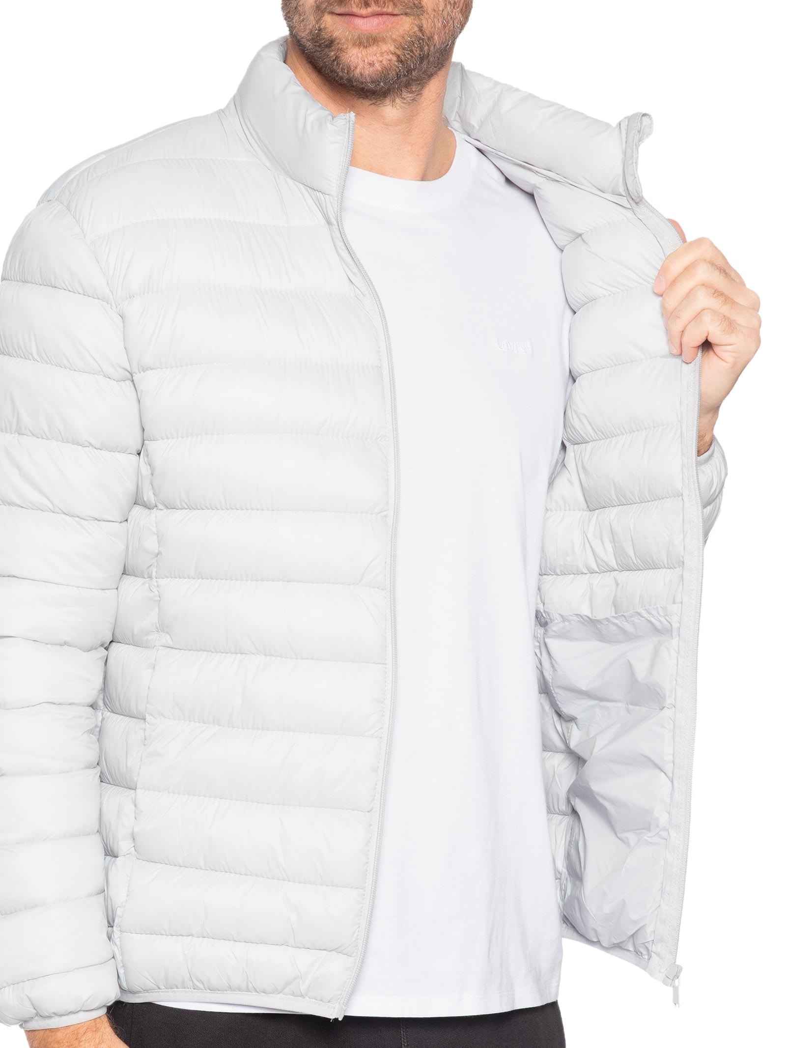 Jaqueta Masculina Puffer Sem Gorro Cinza Basiq Men