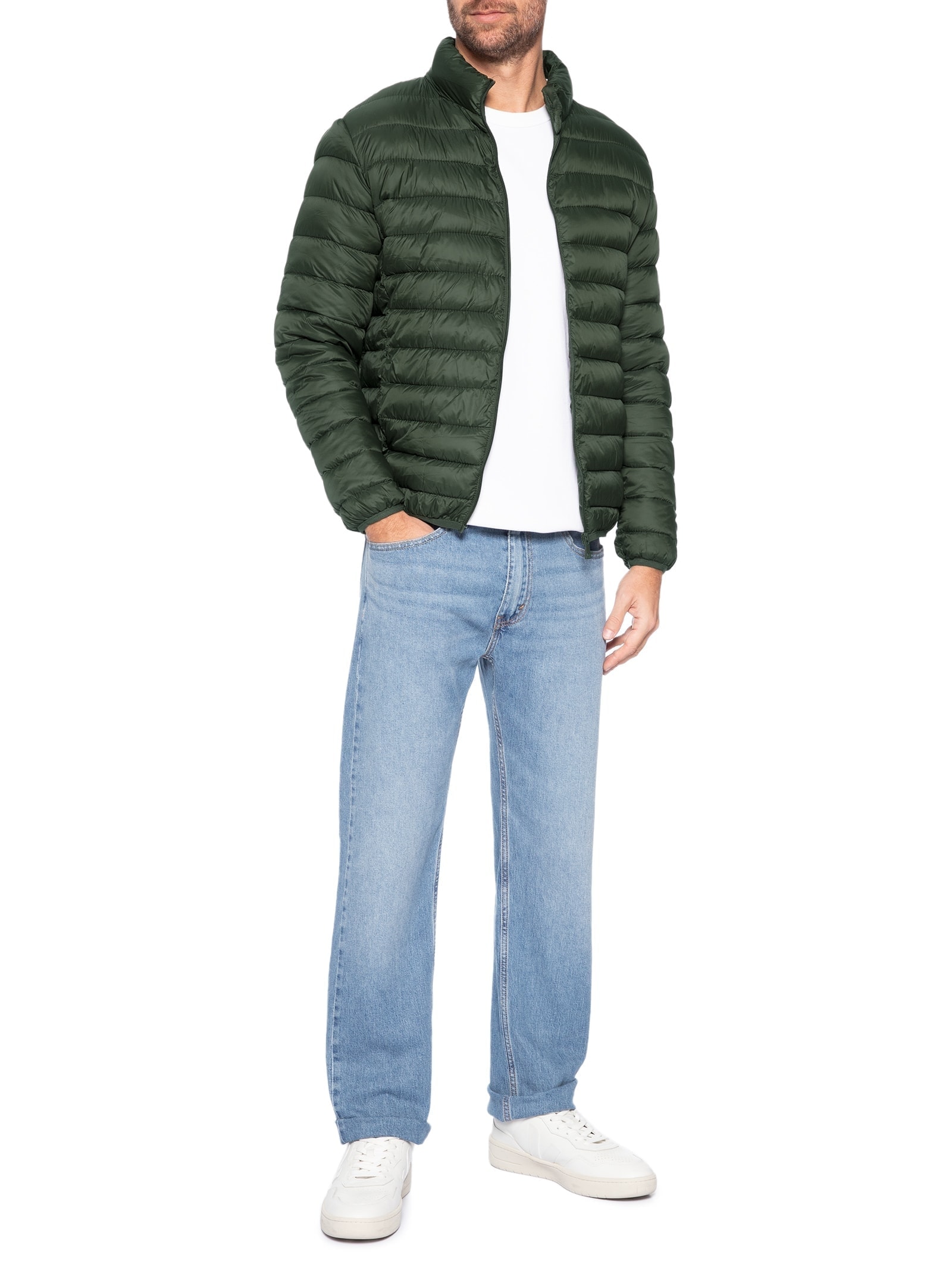 Jaqueta Masculina Puffer Sem Gorro Verde Basiq Men