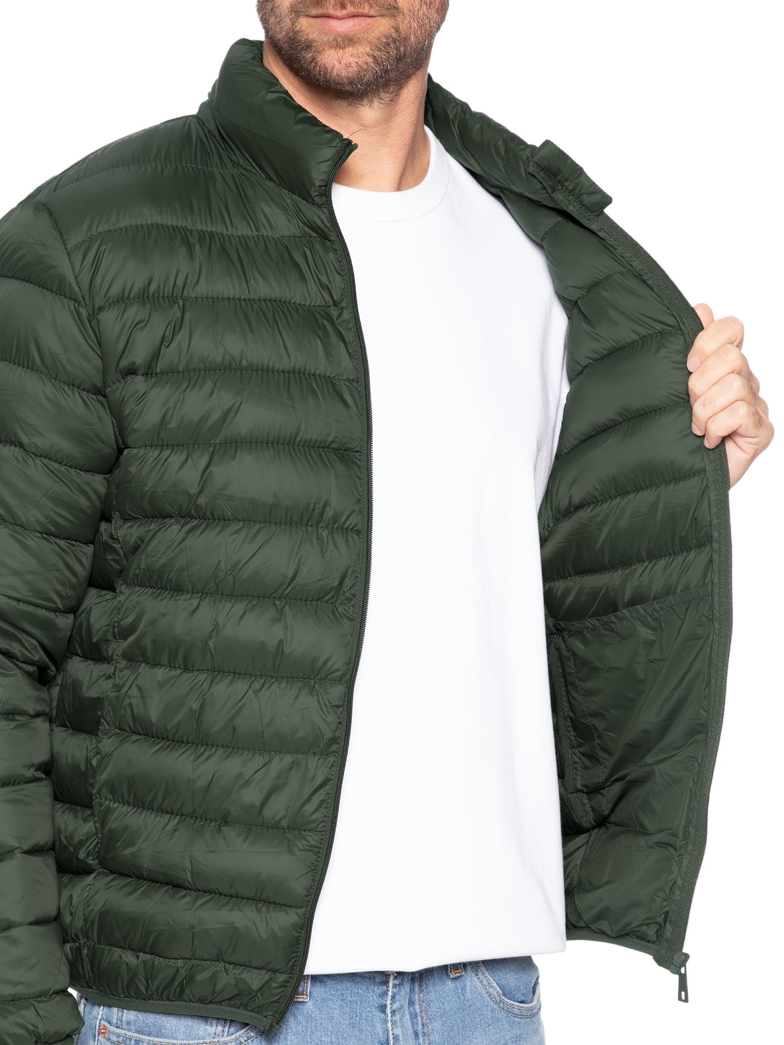 Jaqueta Masculina Puffer Sem Gorro Verde Basiq Men