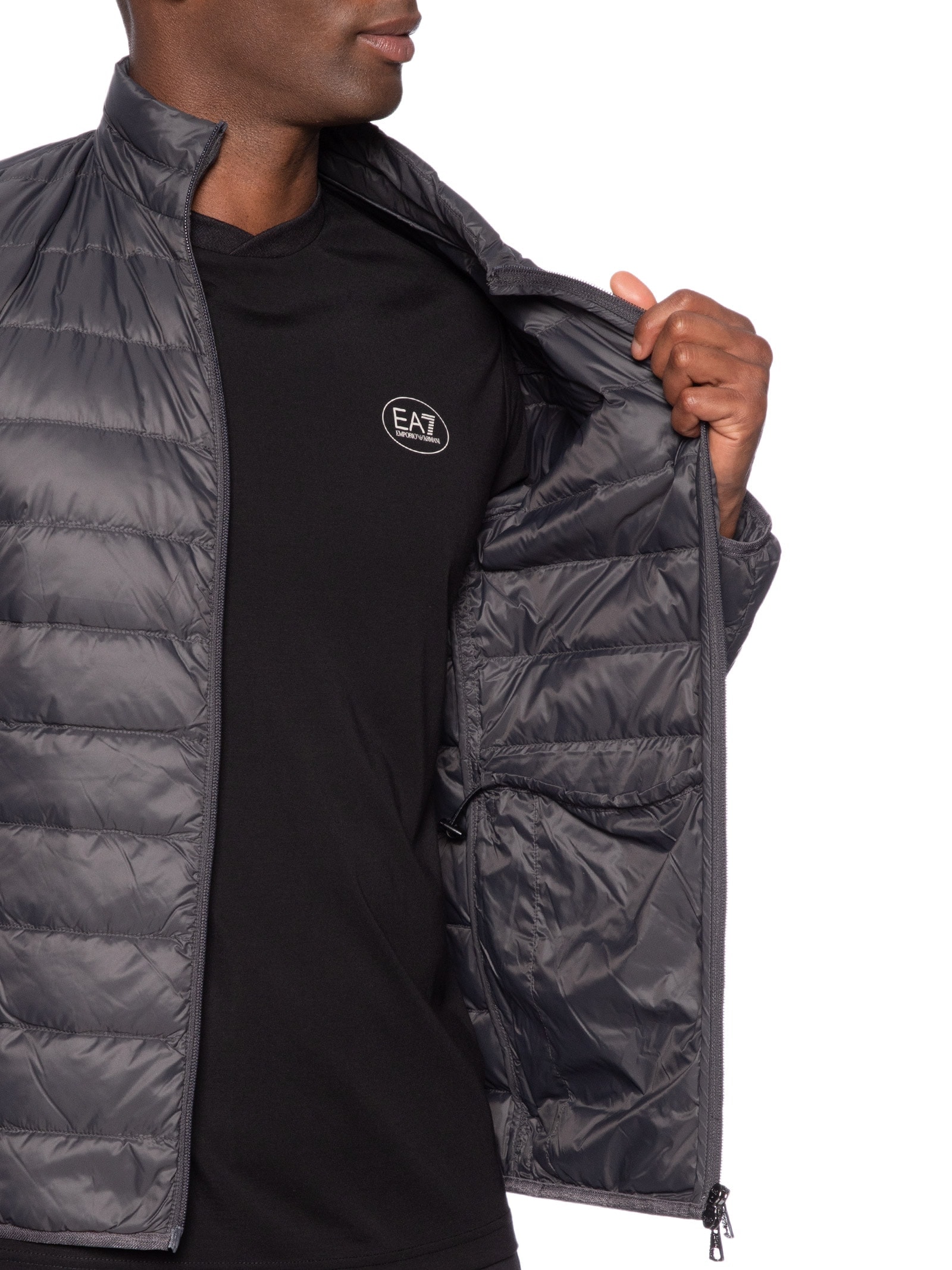 Jaqueta Masculina Puffer Train Core Down Light Cinza Ea7 Emporio Armani