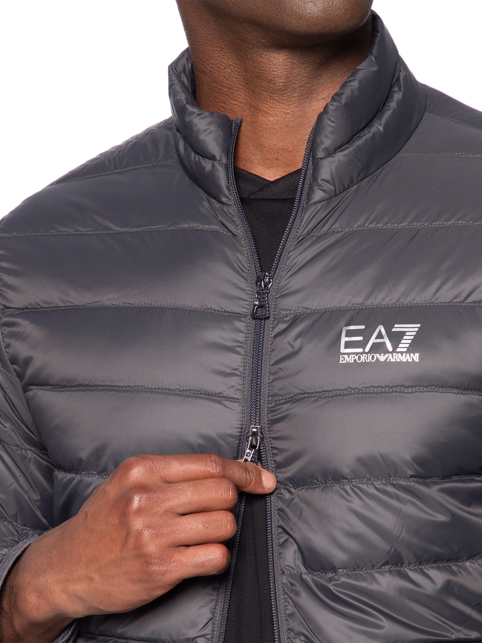 Jaqueta Masculina Puffer Train Core Down Light Cinza Ea7 Emporio Armani