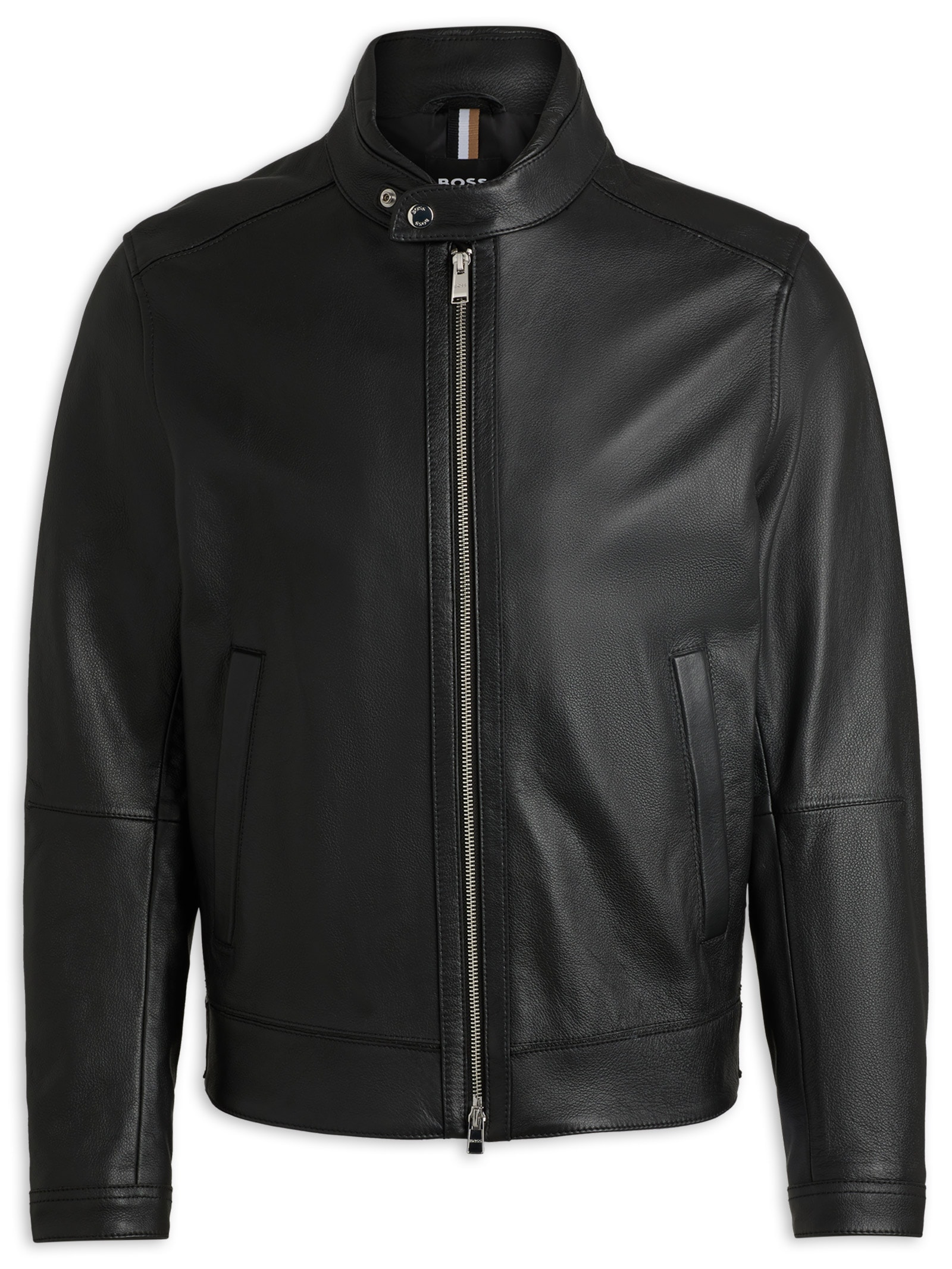 Jaqueta Masculina Regular De Couro H Mansell Preto Boss
