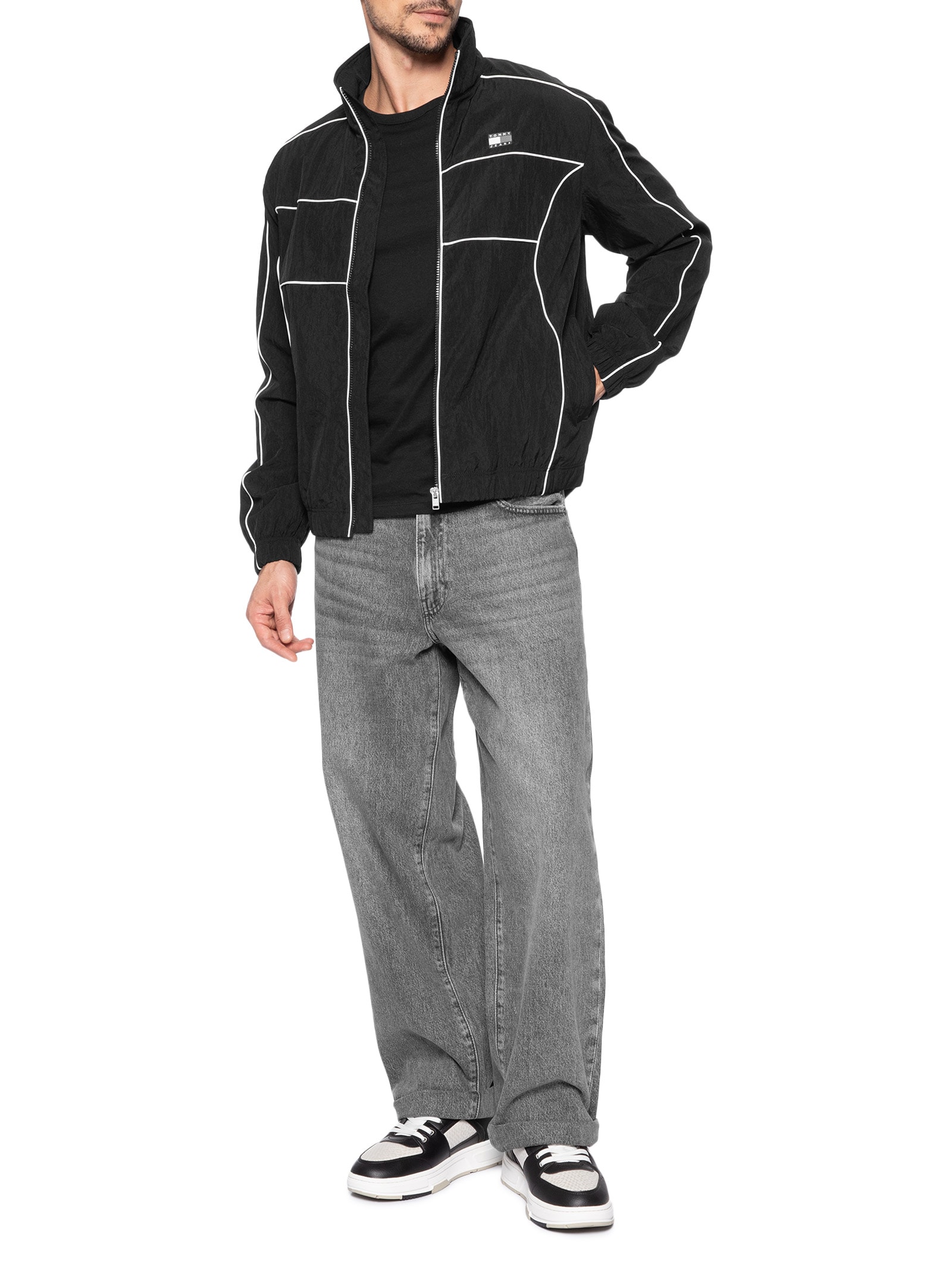 Jaqueta Masculina Regular Fit Detalhe Flag Viés Preto Tommy Jeans