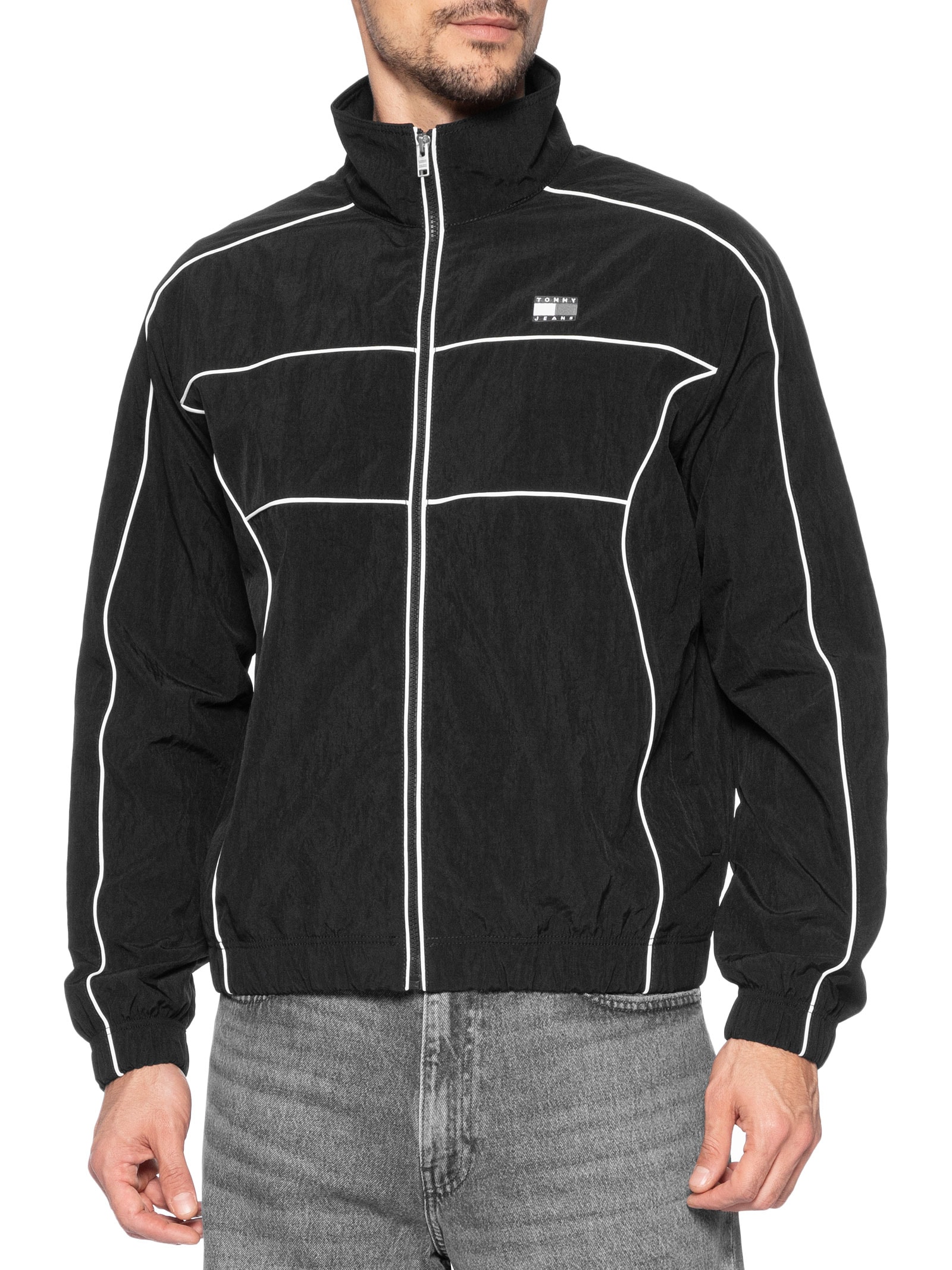 Jaqueta Masculina Regular Fit Detalhe Flag Viés Preto Tommy Jeans