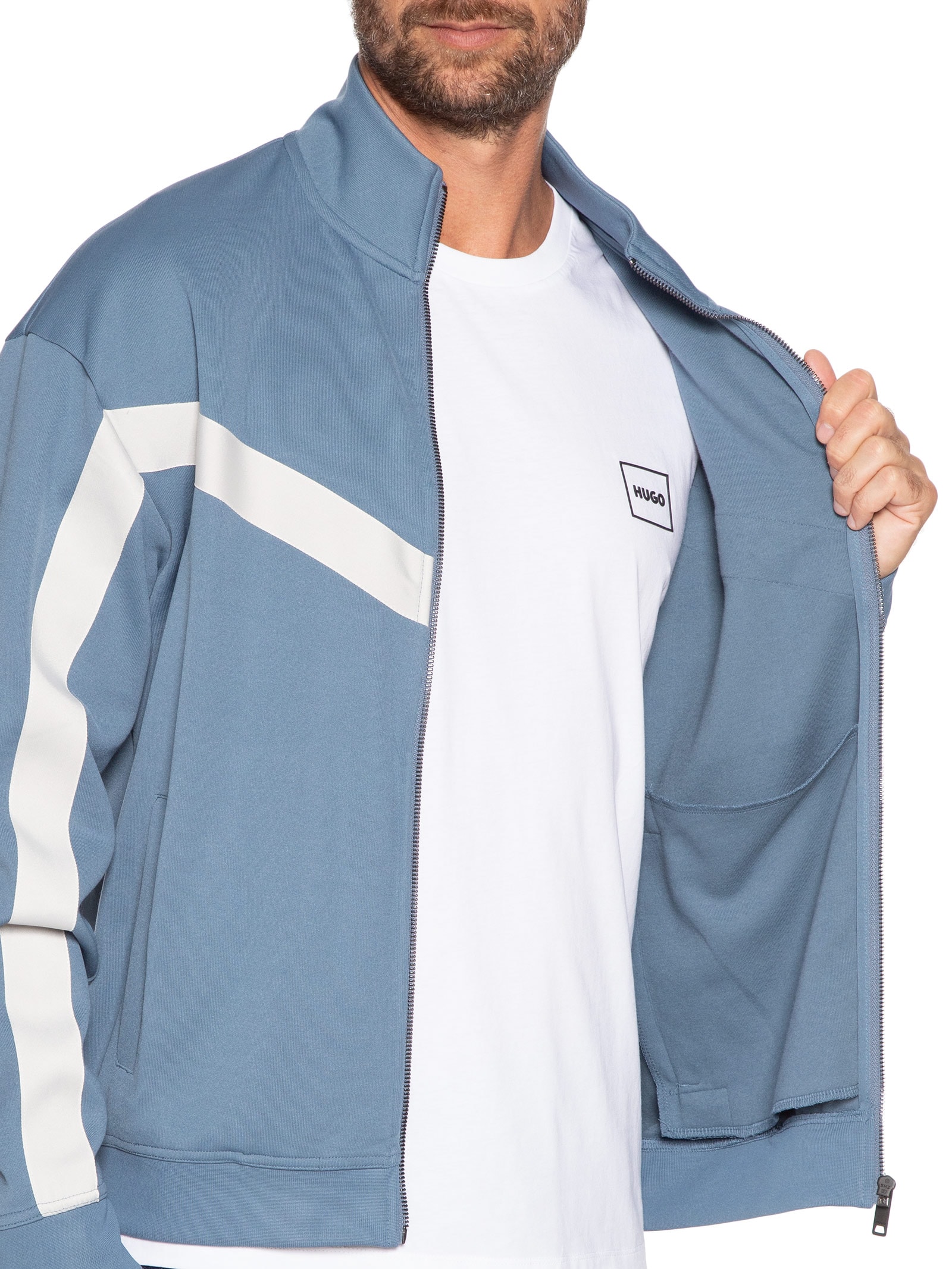 Jaqueta Masculina Relaxed- Fit Chevron Tape Darti Azul Hugo