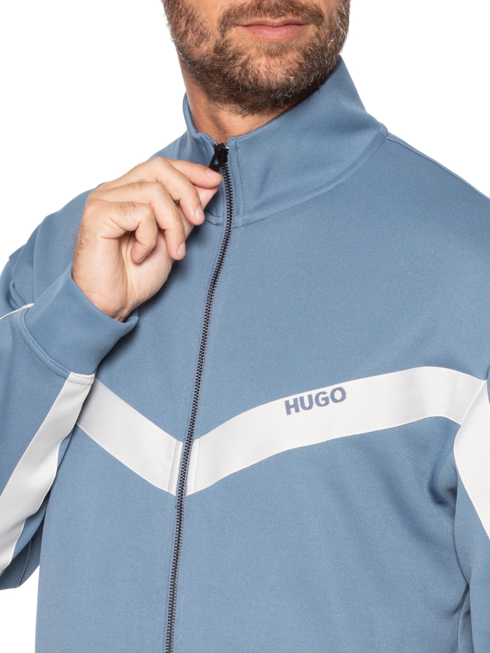 Jaqueta Masculina Relaxed- Fit Chevron Tape Darti Azul Hugo